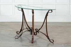 Jacques Adnet Style Iron Leather Console Table