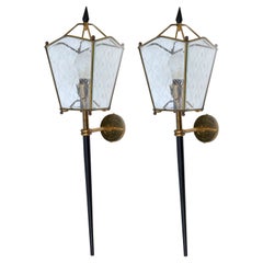 Apliques de pared estilo Jacques Adnet de mayor tamaño Francia 1960, Pareja