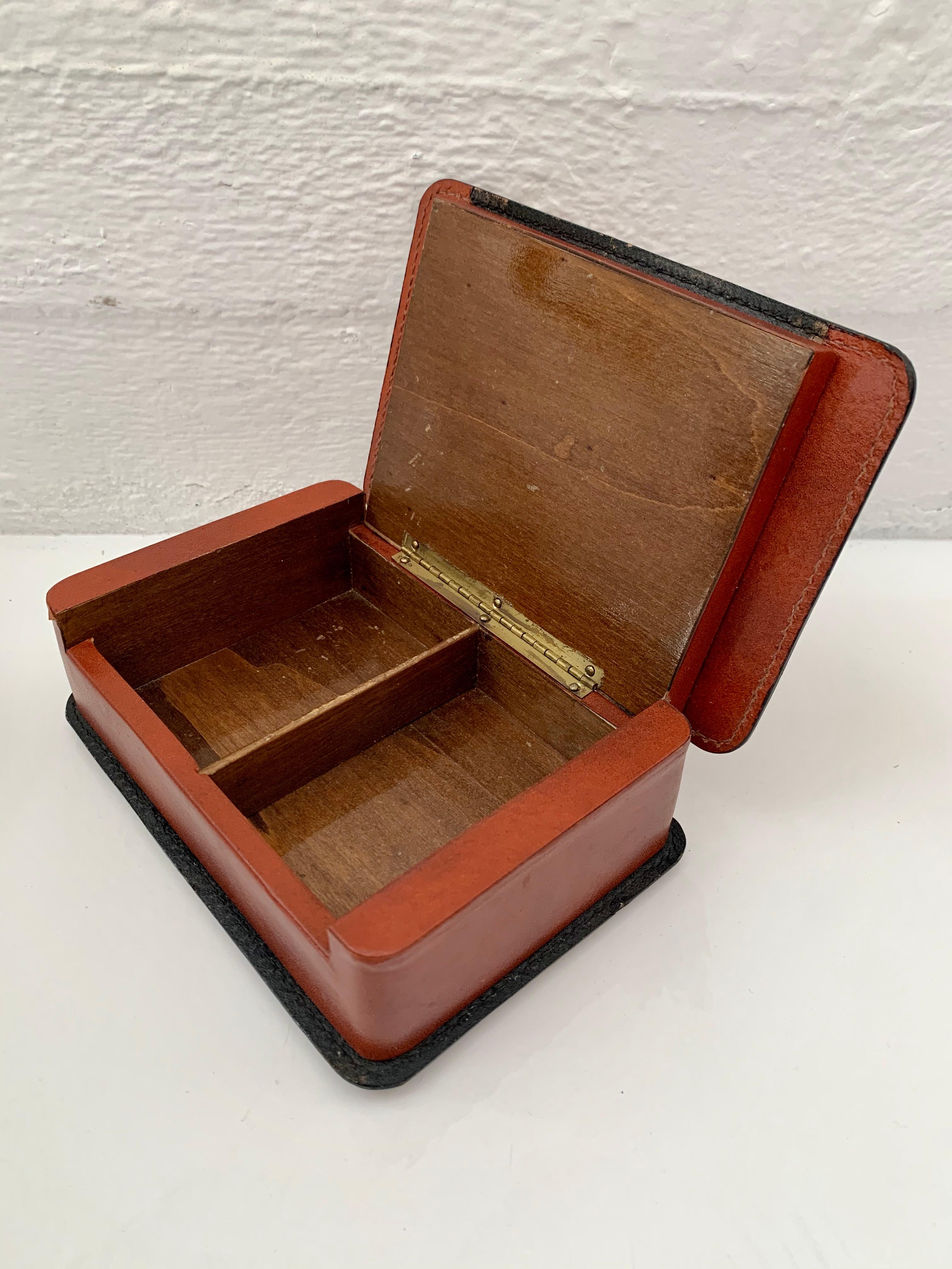 French Jacques Adnet Style Leather Box