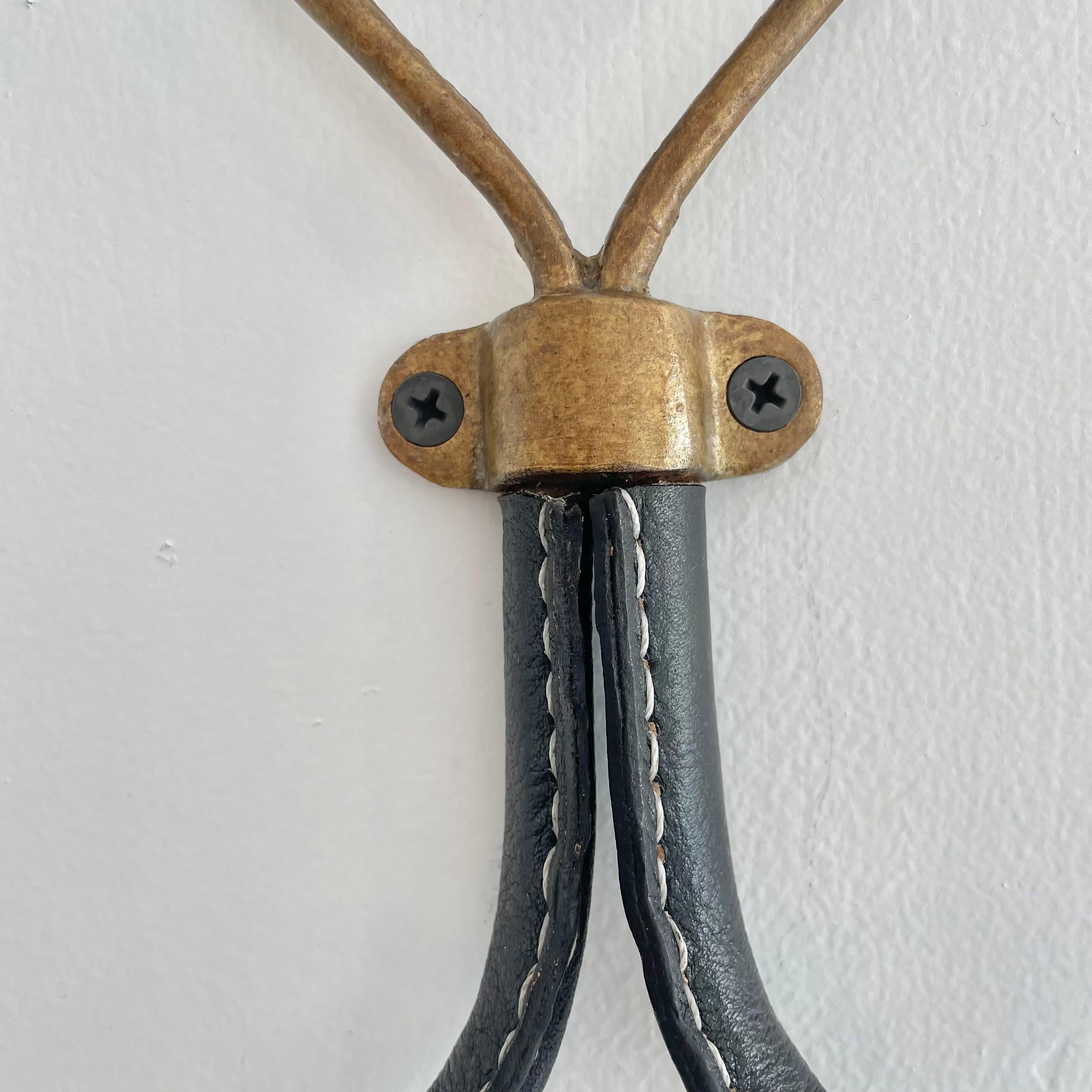 Late 20th Century Jacques Adnet Style Leather Hook, 1970s France
