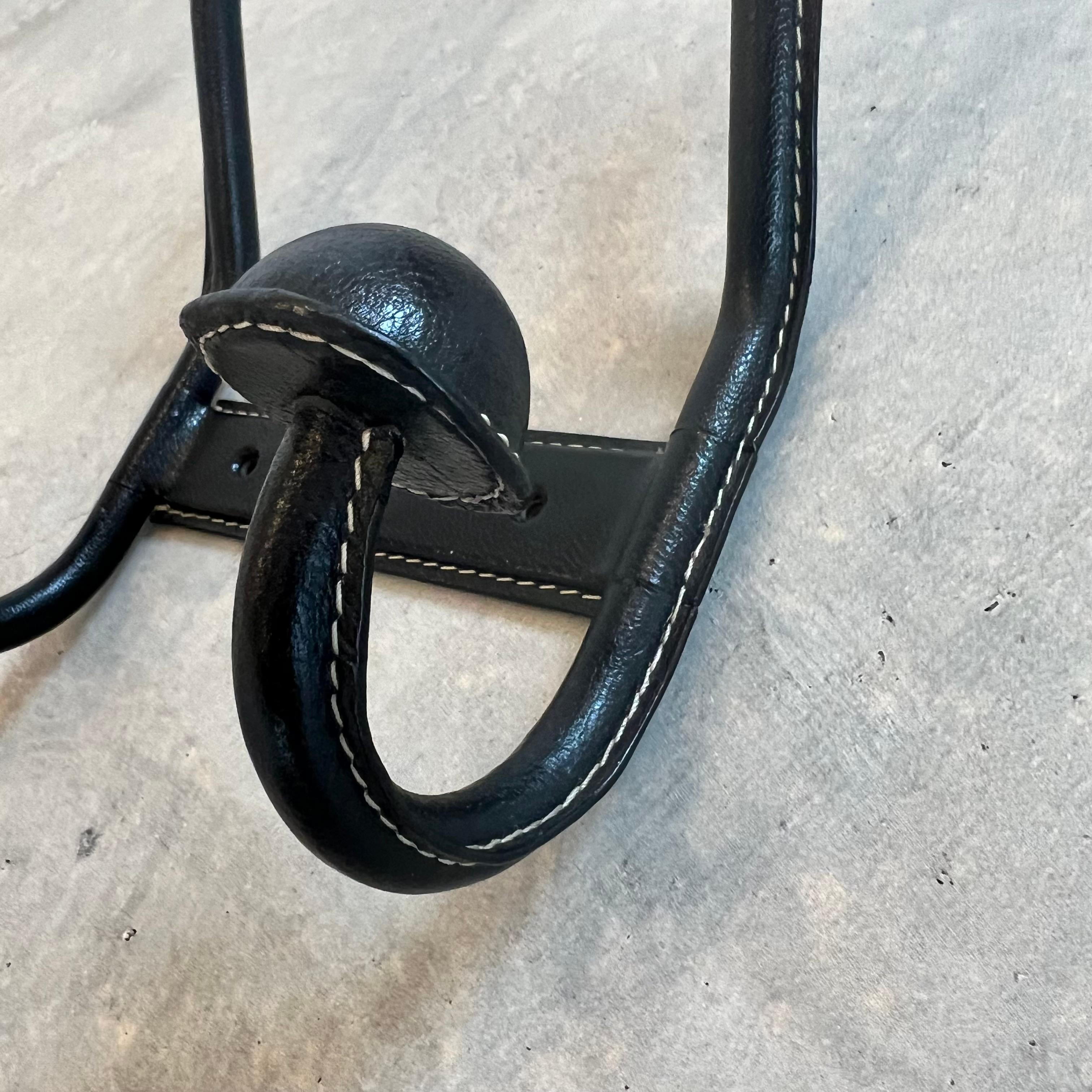 Jacques Adnet Style Leather Hooks In Good Condition For Sale In Los Angeles, CA
