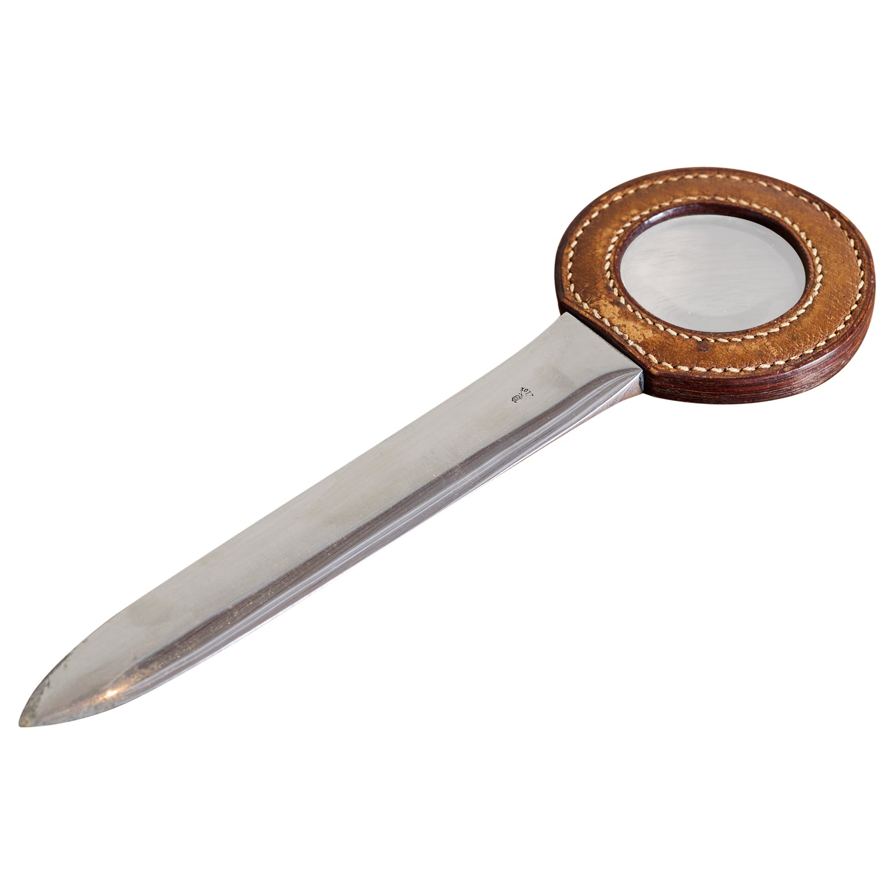 Jacques Adnet Style Leather Letter Opener For Sale