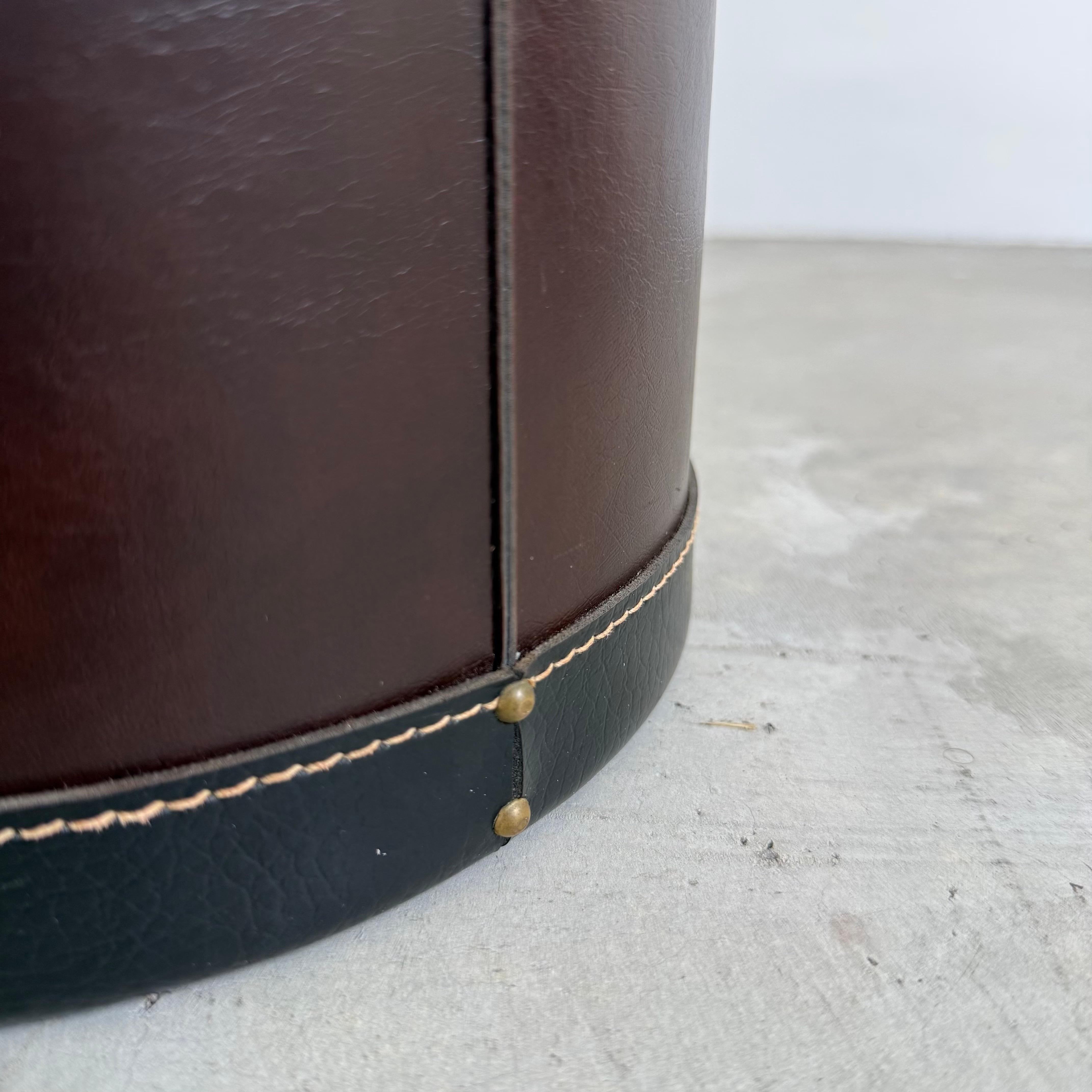 Jacques Adnet Style Leather Waste Basket, 1970s France For Sale 5