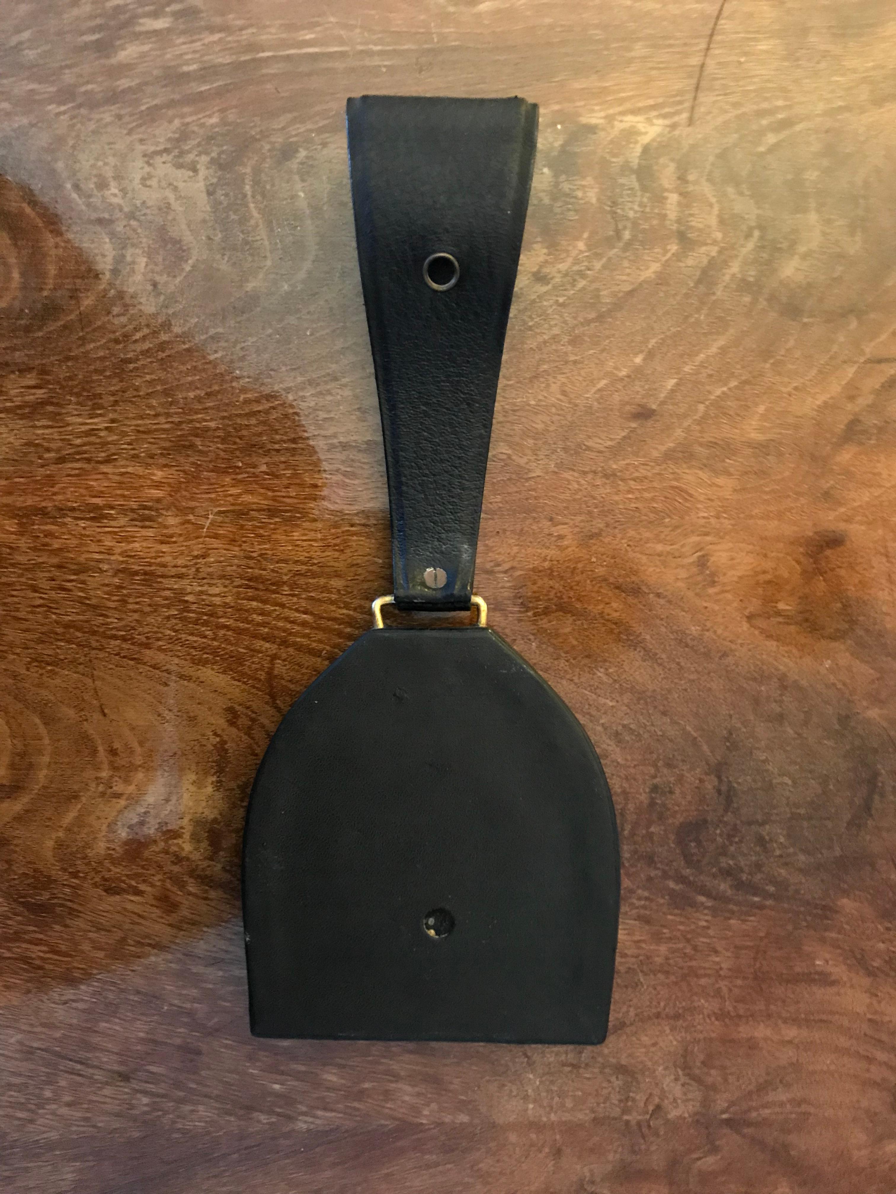Jacques Adnet Style Mid-Century Modern Leather Barometer, France, 1950s In Good Condition For Sale In Paris, FR