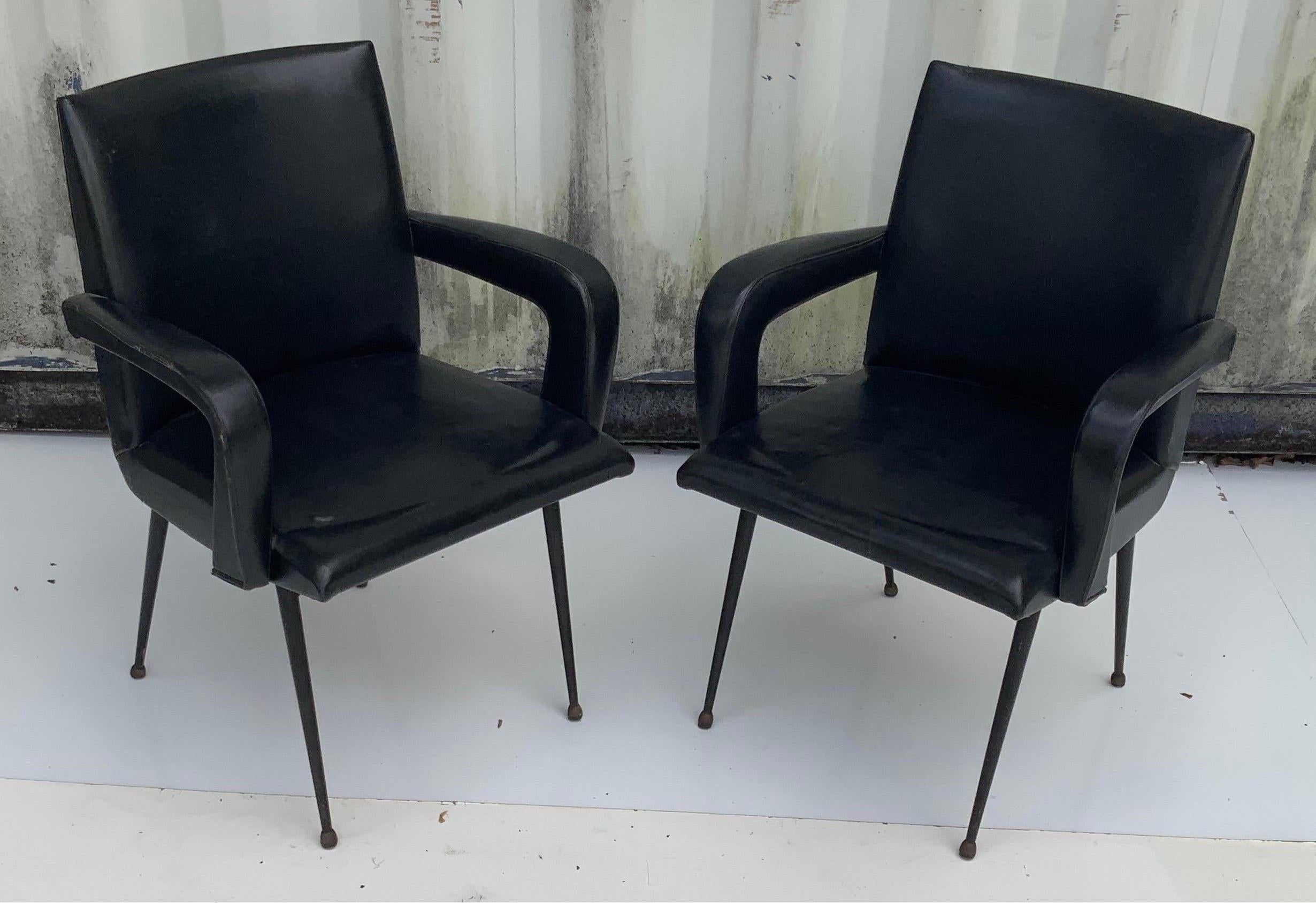 Jacques Adnet Style Pair of Armchair, circa 1960 For Sale 3