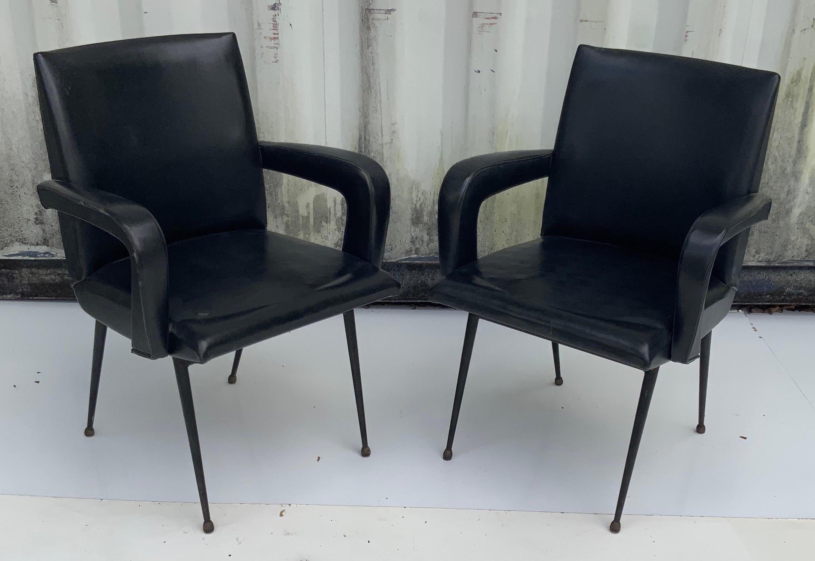 Jacques Adnet Style Pair of Armchair, circa 1960 For Sale 4