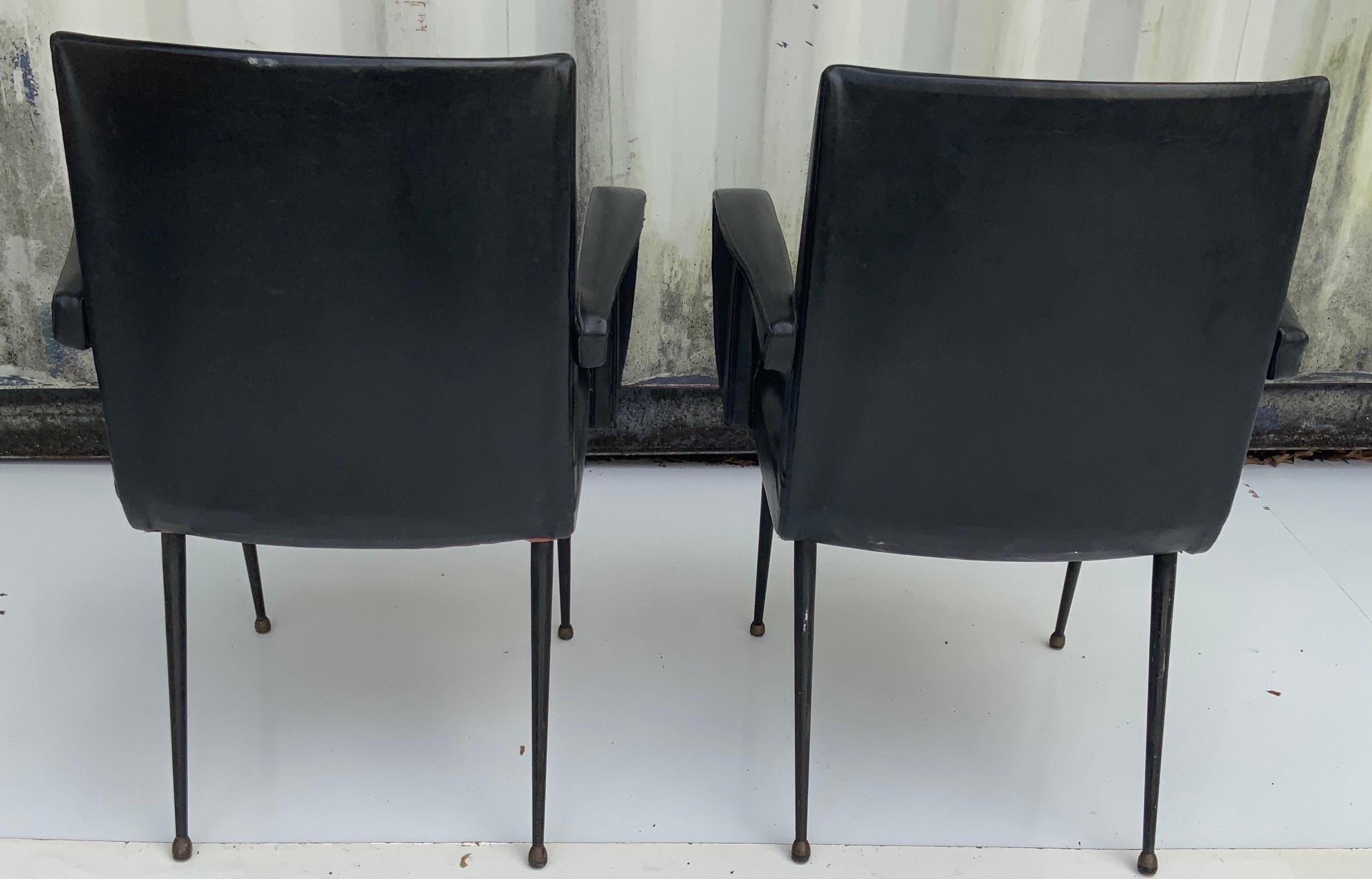 Jacques Adnet Style Pair of Armchair, circa 1960 For Sale 1