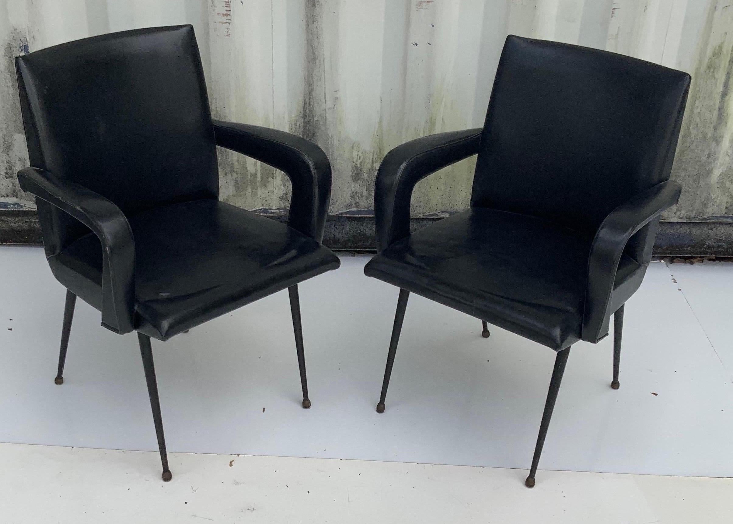 Jacques Adnet Style Pair of Armchair, circa 1960 For Sale 2
