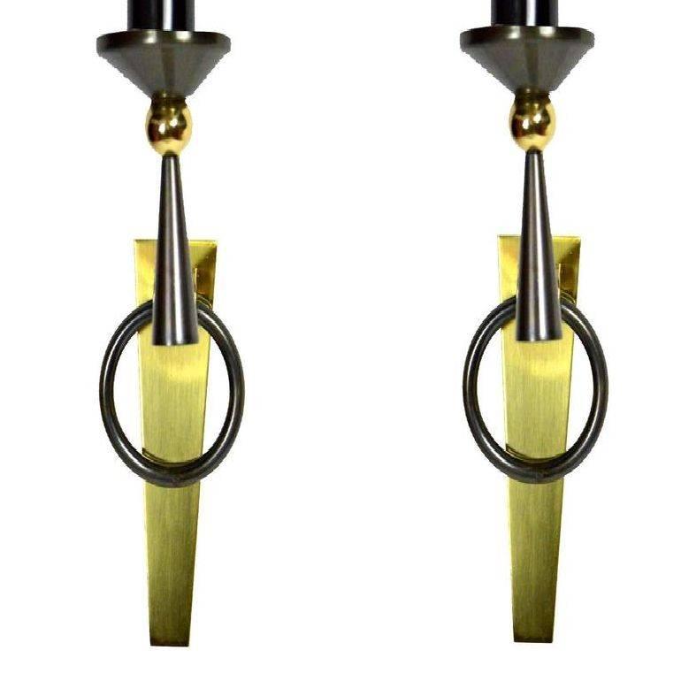 Mid-Century Modern Jacques Adnet Style Pair of Sconces