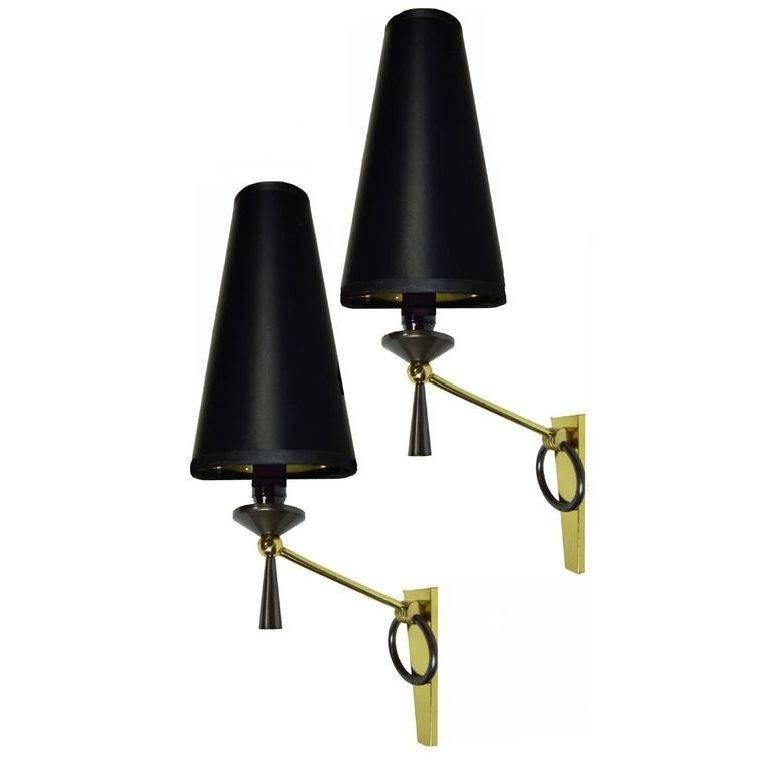 Jacques Adnet Style Pair of Sconces