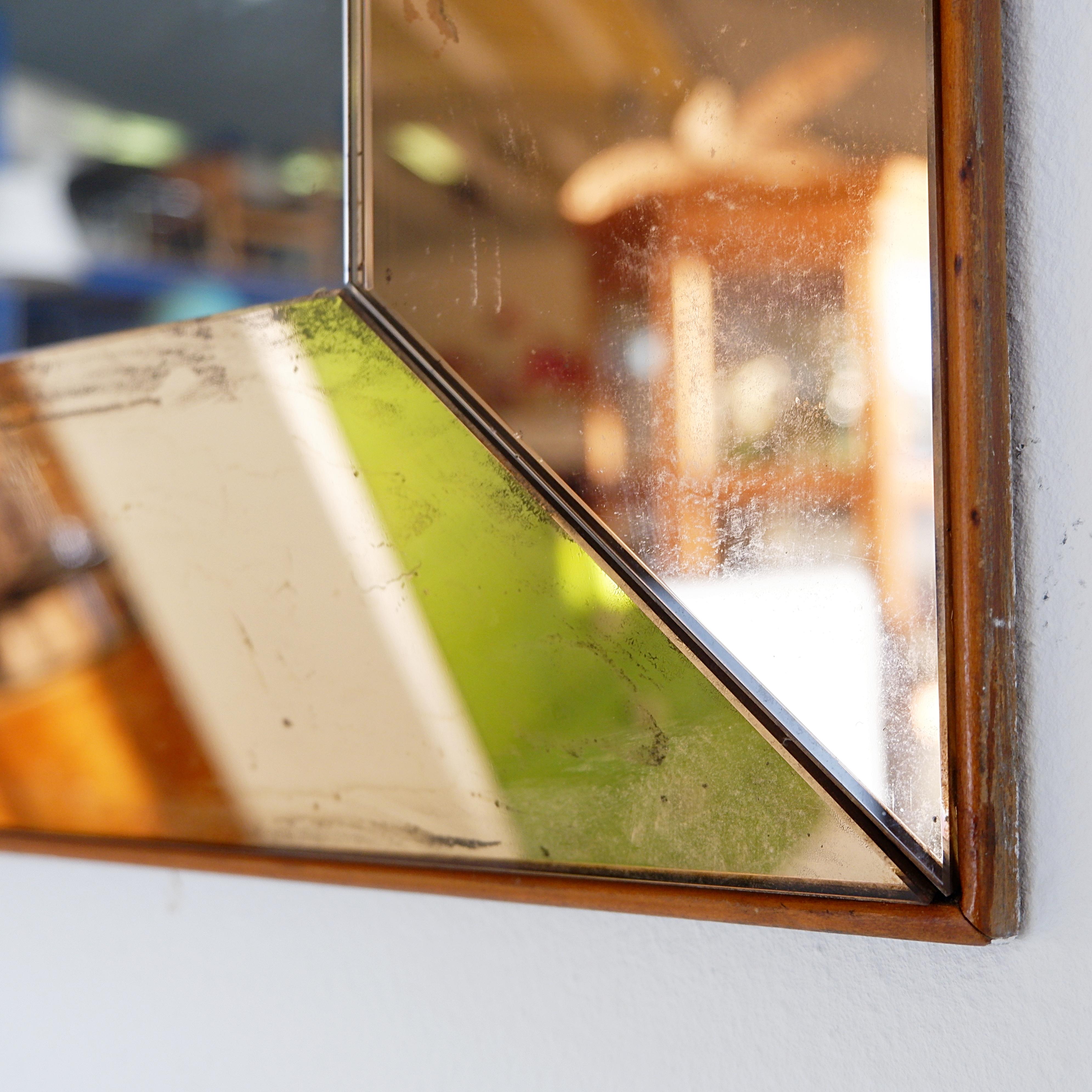 Art Deco Jacques Adnet Style rectangular mirror with pink parclose , circa 1935