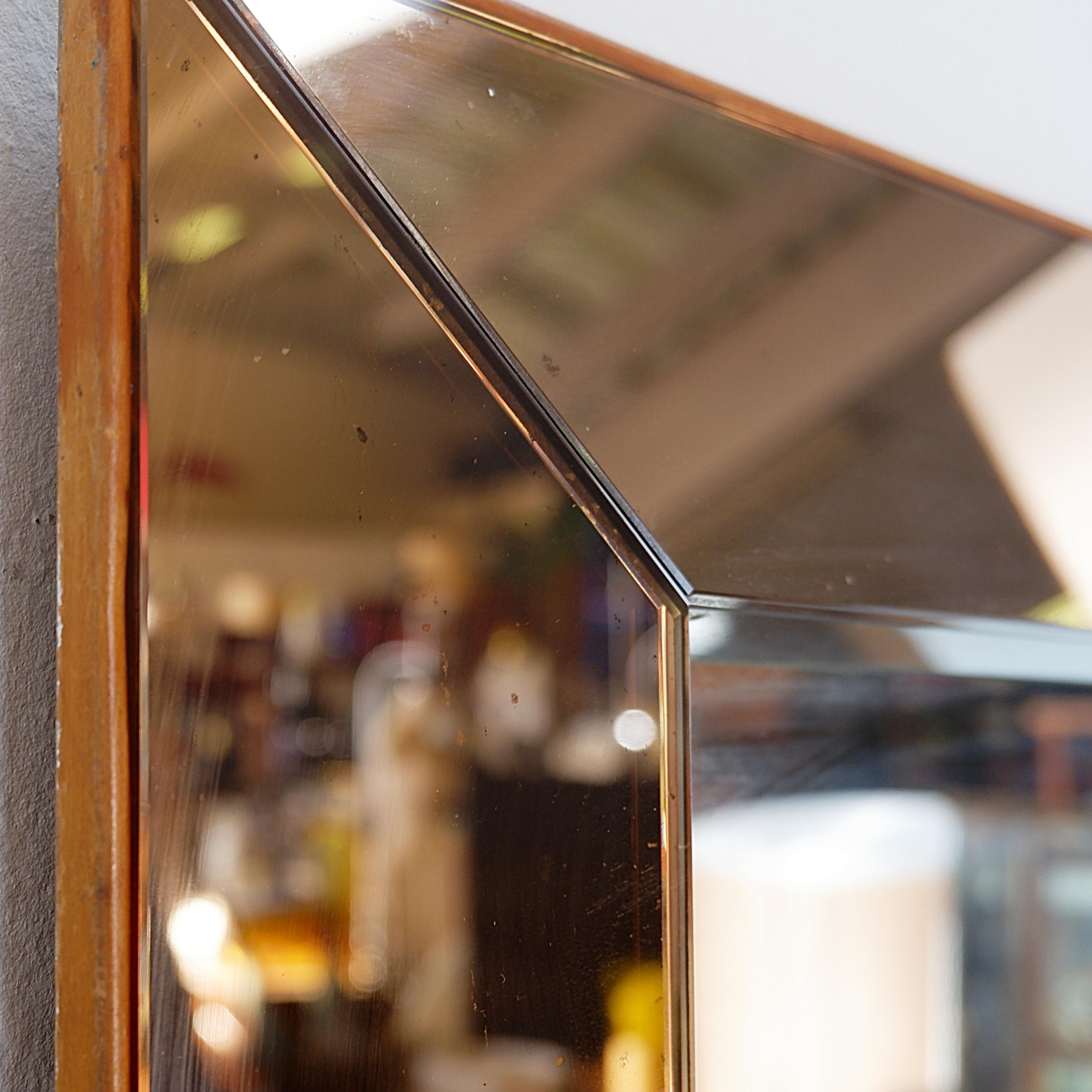 Jacques Adnet Style rectangular mirror with pink parclose , circa 1935 In Good Condition In Linkebeek, BE