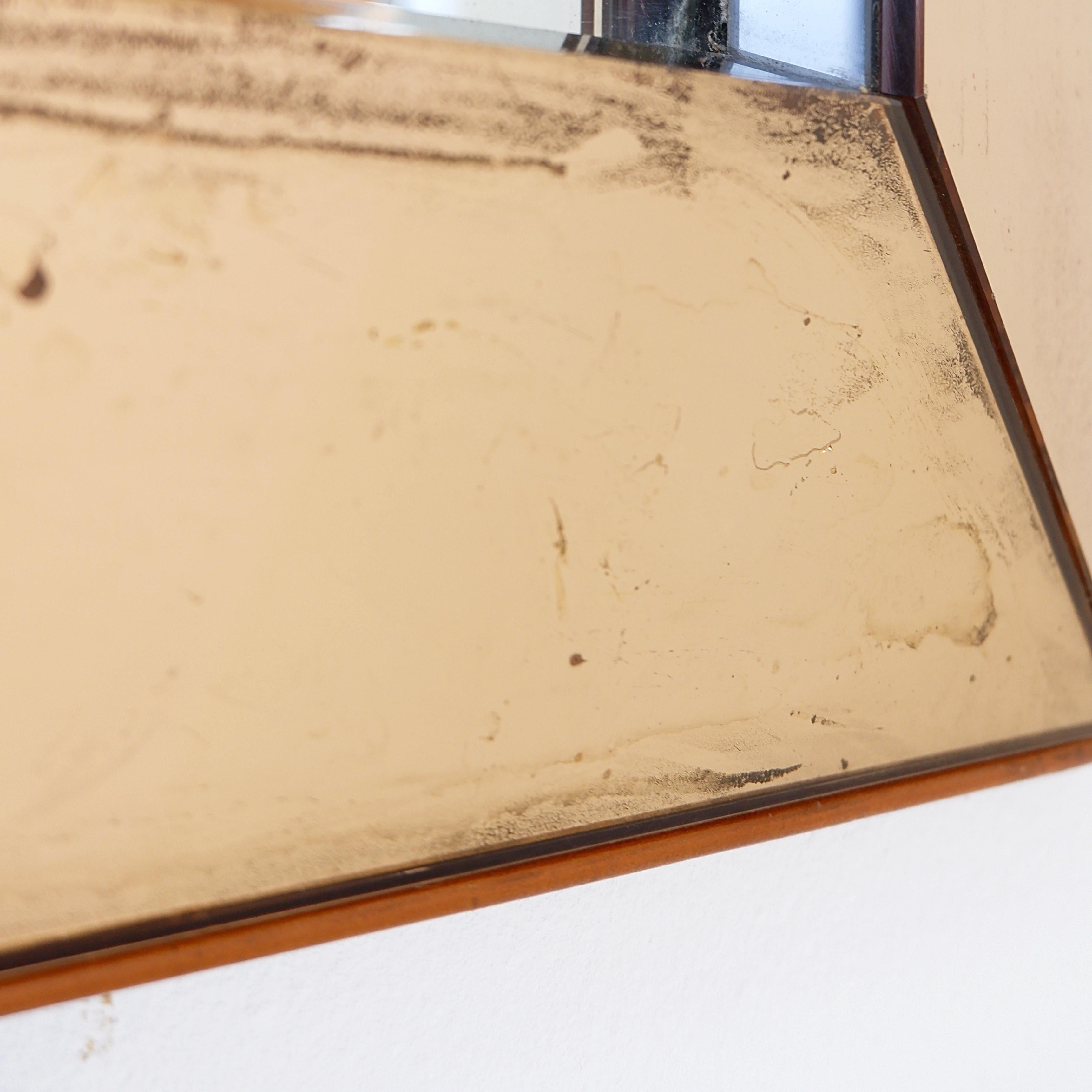 20th Century Jacques Adnet Style rectangular mirror with pink parclose , circa 1935