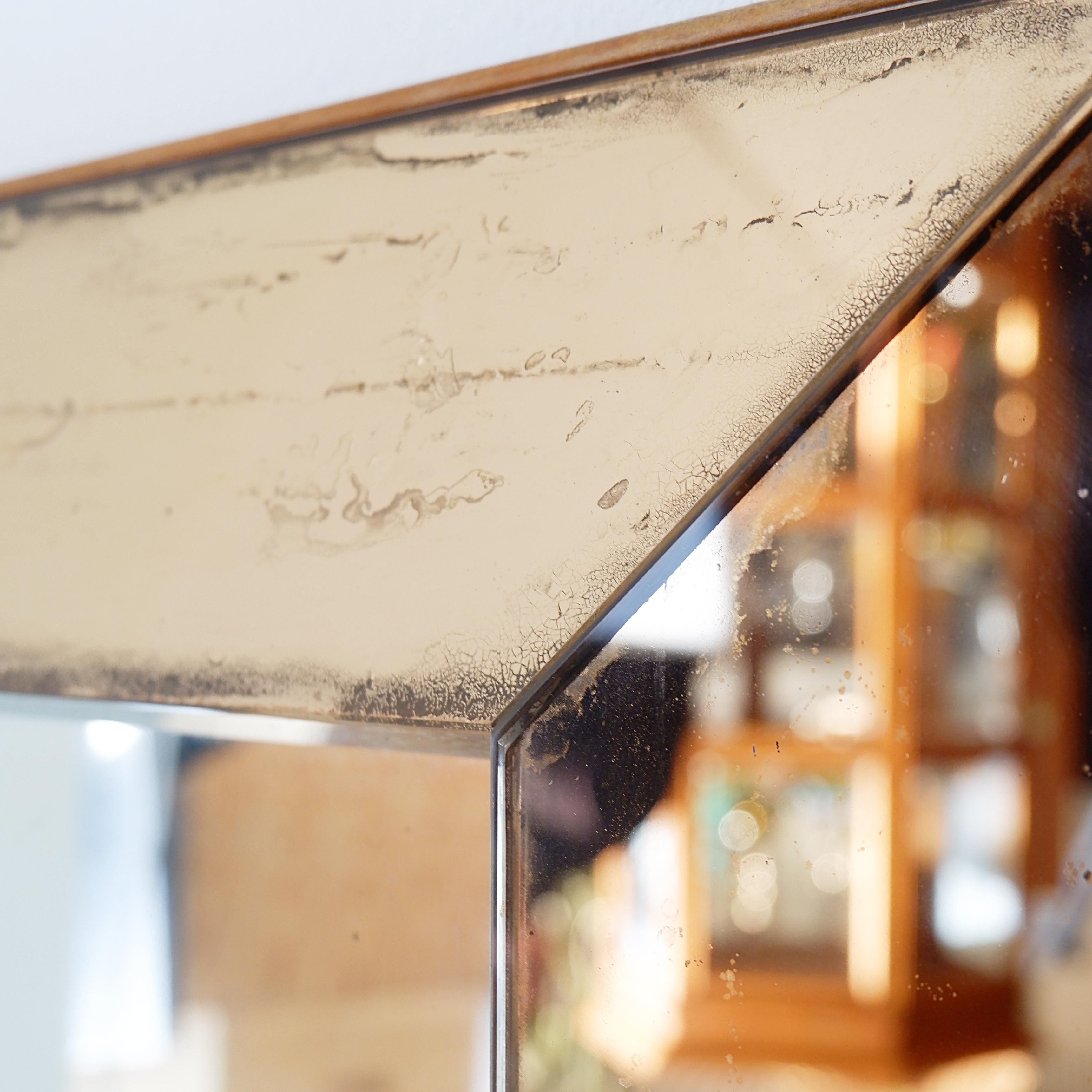 Mirror Jacques Adnet Style rectangular mirror with pink parclose , circa 1935