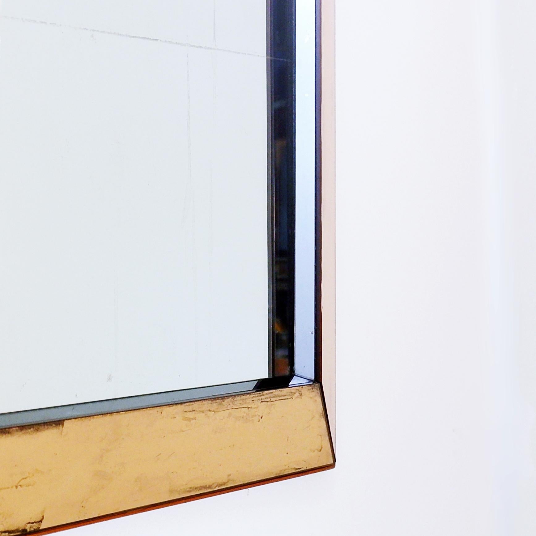 Jacques Adnet Style rectangular mirror with pink parclose , circa 1935 2