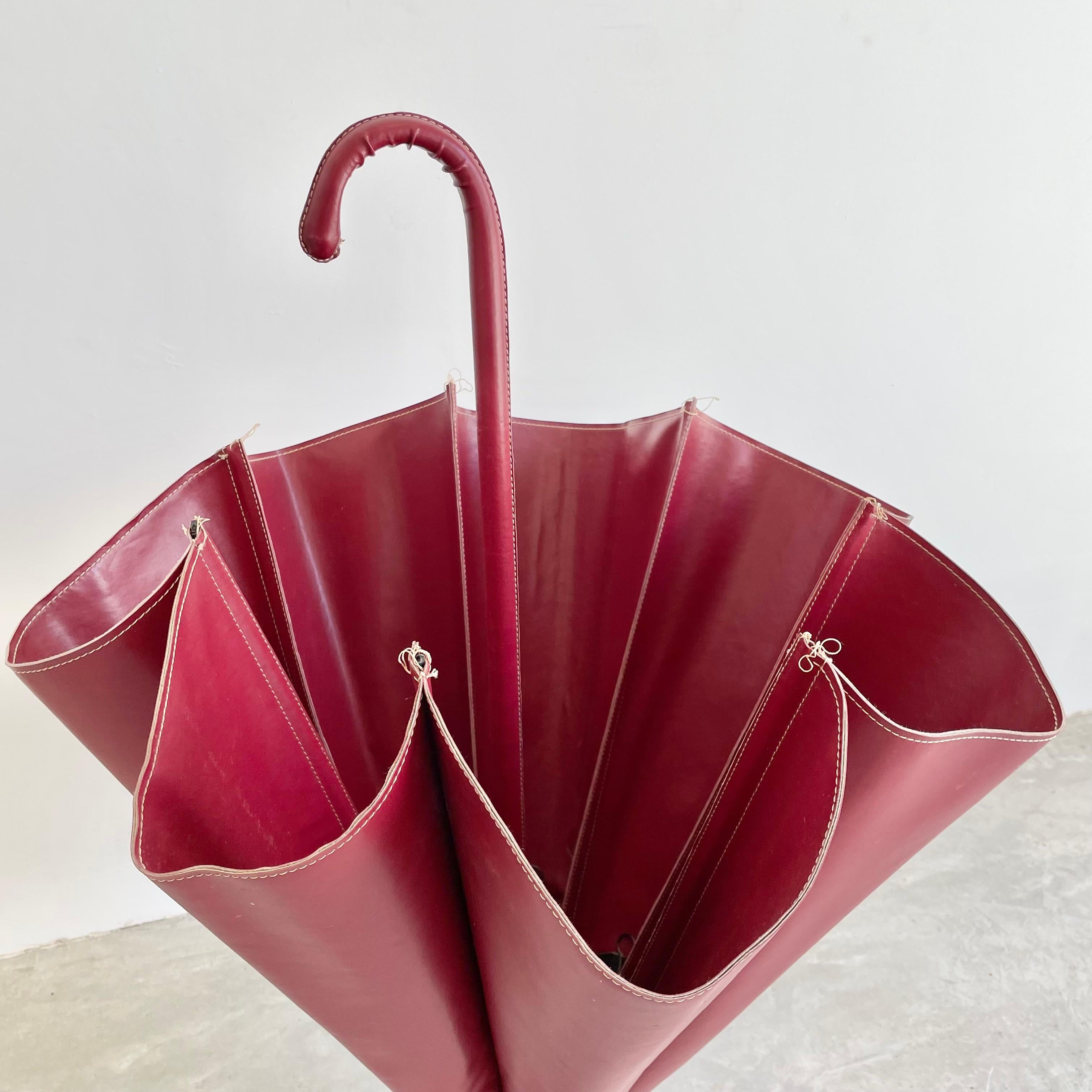 Jacques Adnet Style Red Skai Umbrella Stand, 1950s France 6