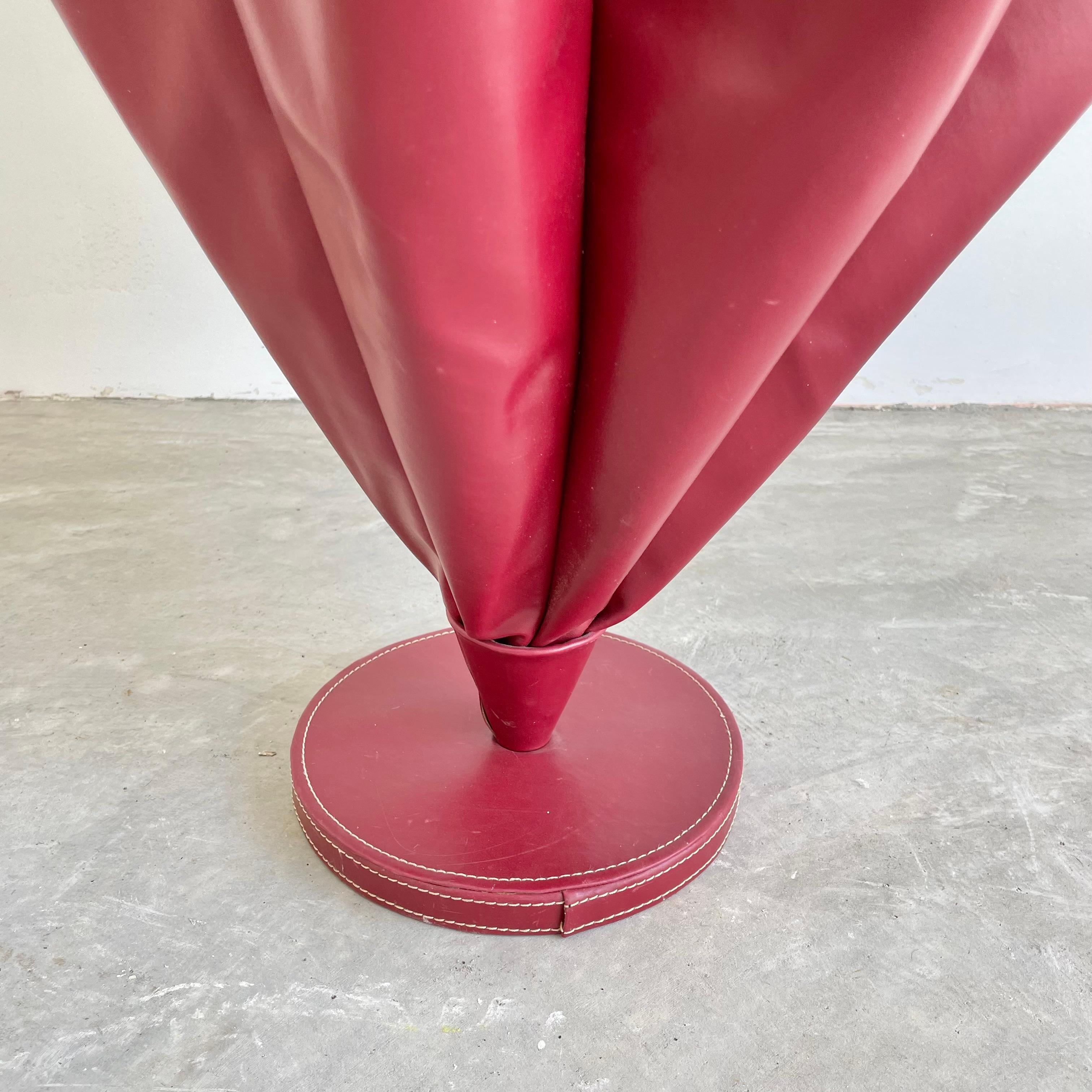Jacques Adnet Style Red Skai Umbrella Stand, 1950s France 1