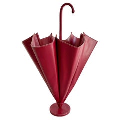 Jacques Adnet Style Red Skai Umbrella Stand, 1950s France