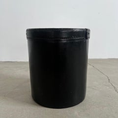 Jacques Adnet Style Saddle Leather Waste Basket, 1950s France