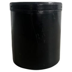 Jacques Adnet Style Saddle Leather Waste Basket, 1950s France