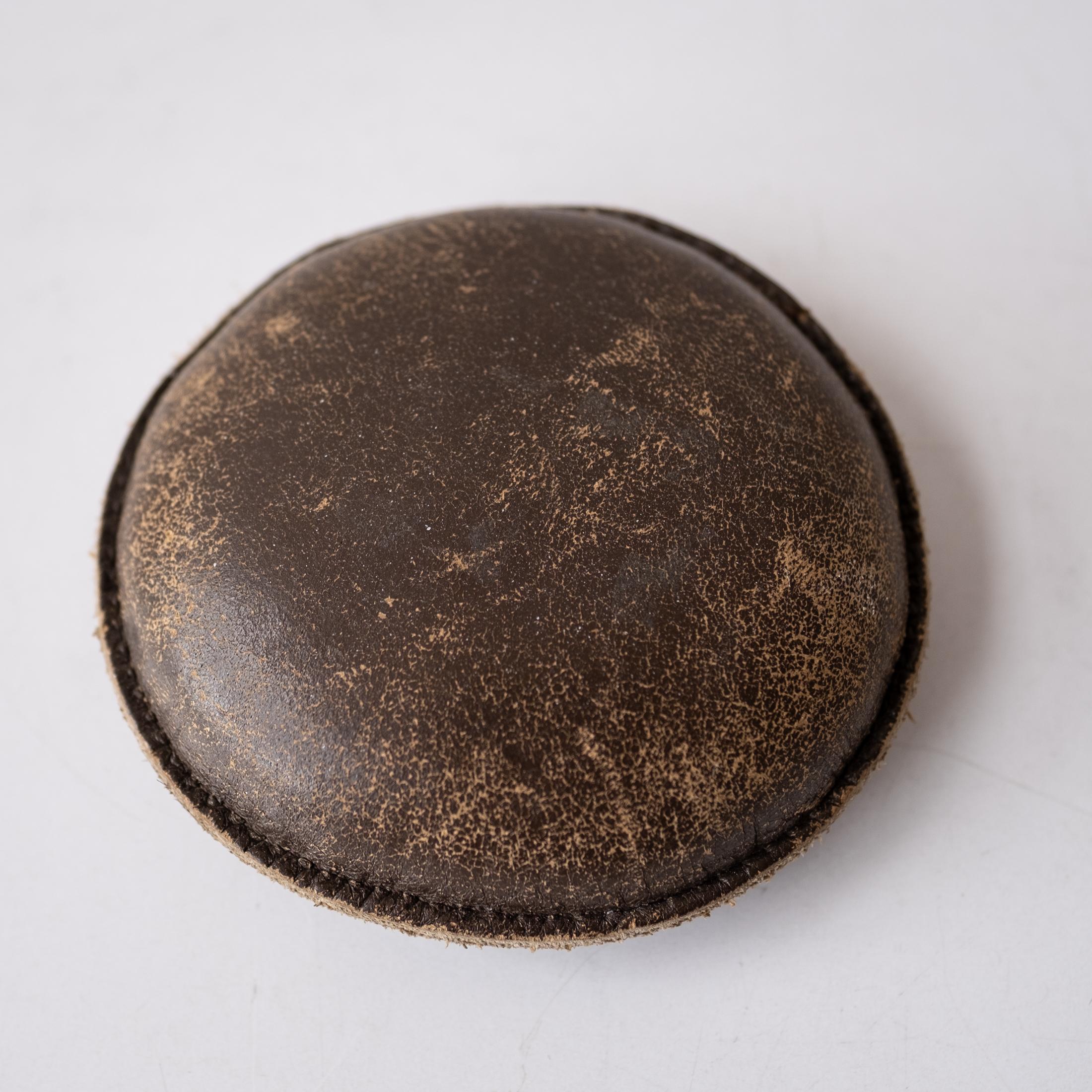 French Jacques Adnet Style Stitched Leather Paperweight