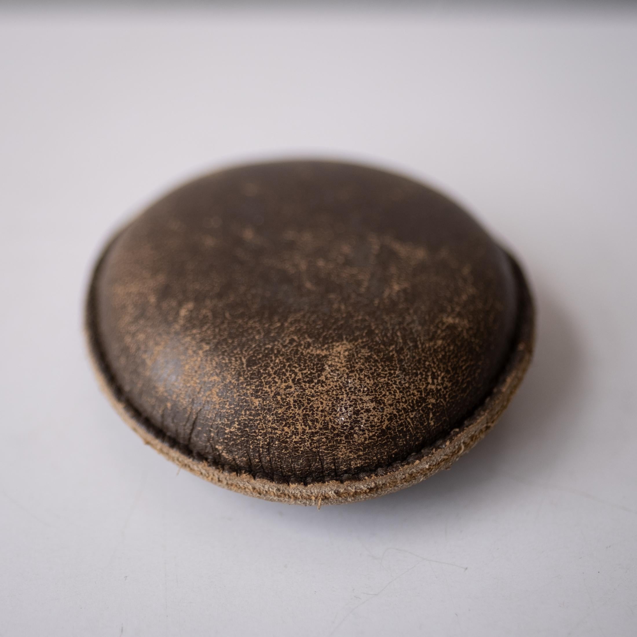Jacques Adnet Style Stitched Leather Paperweight In Good Condition In San Diego, CA