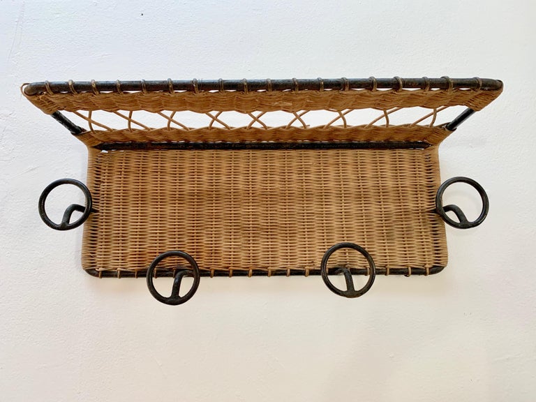 Jacques Style Wicker and Iron Coat Rack at 1stDibs