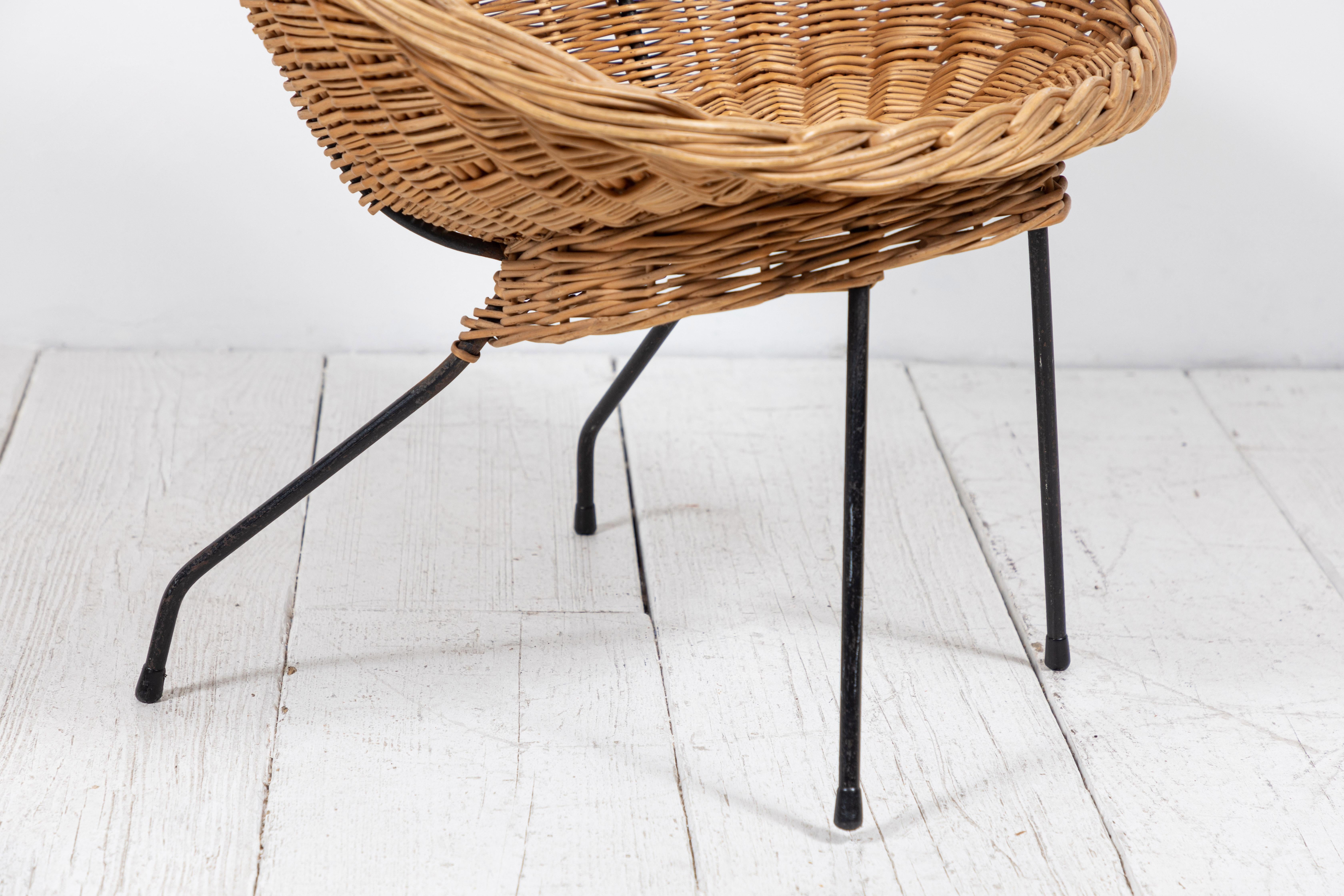 Mid-20th Century Jacques Adnet Style Woven Basket Chair
