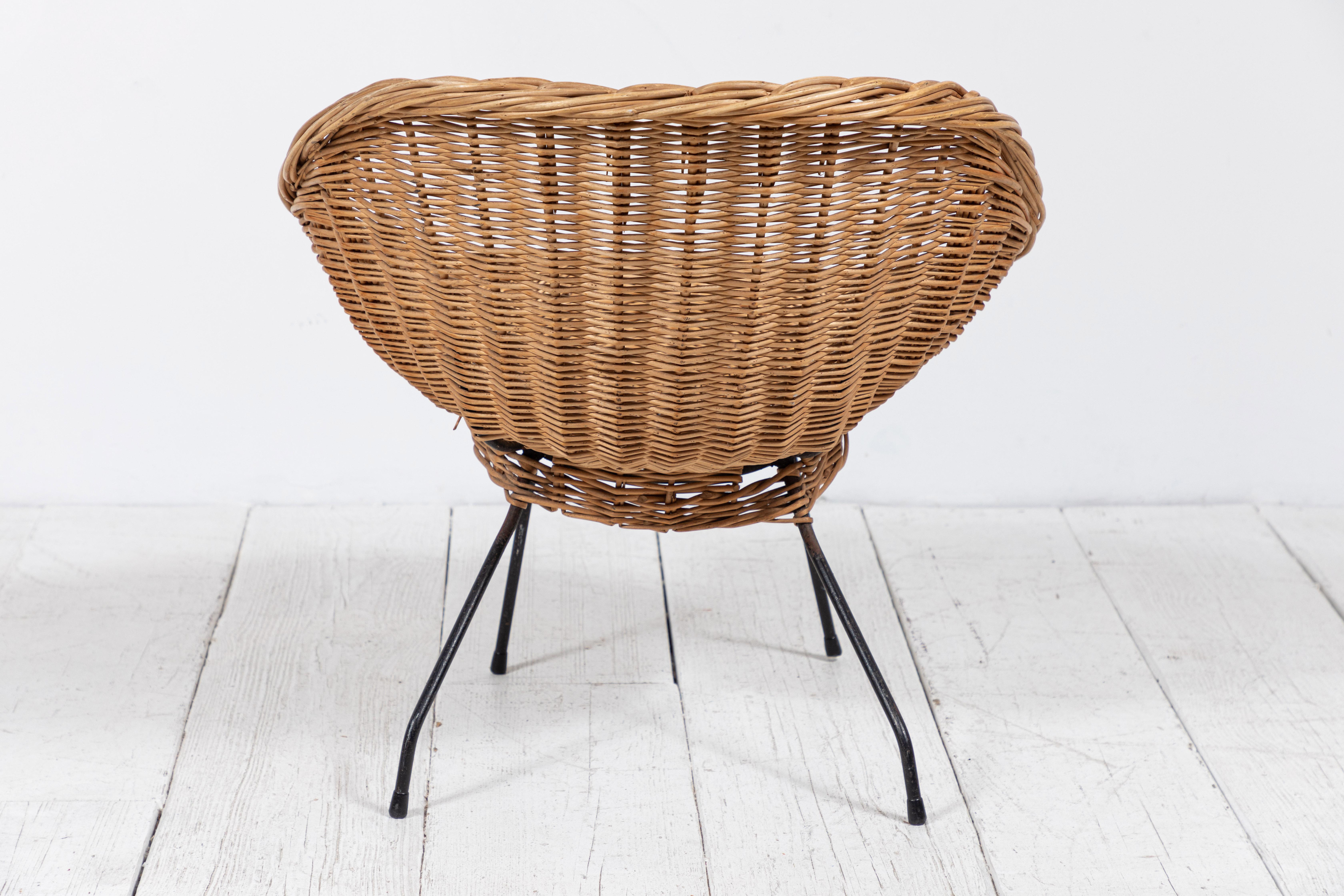 Jacques Adnet Style Woven Basket Chair 1