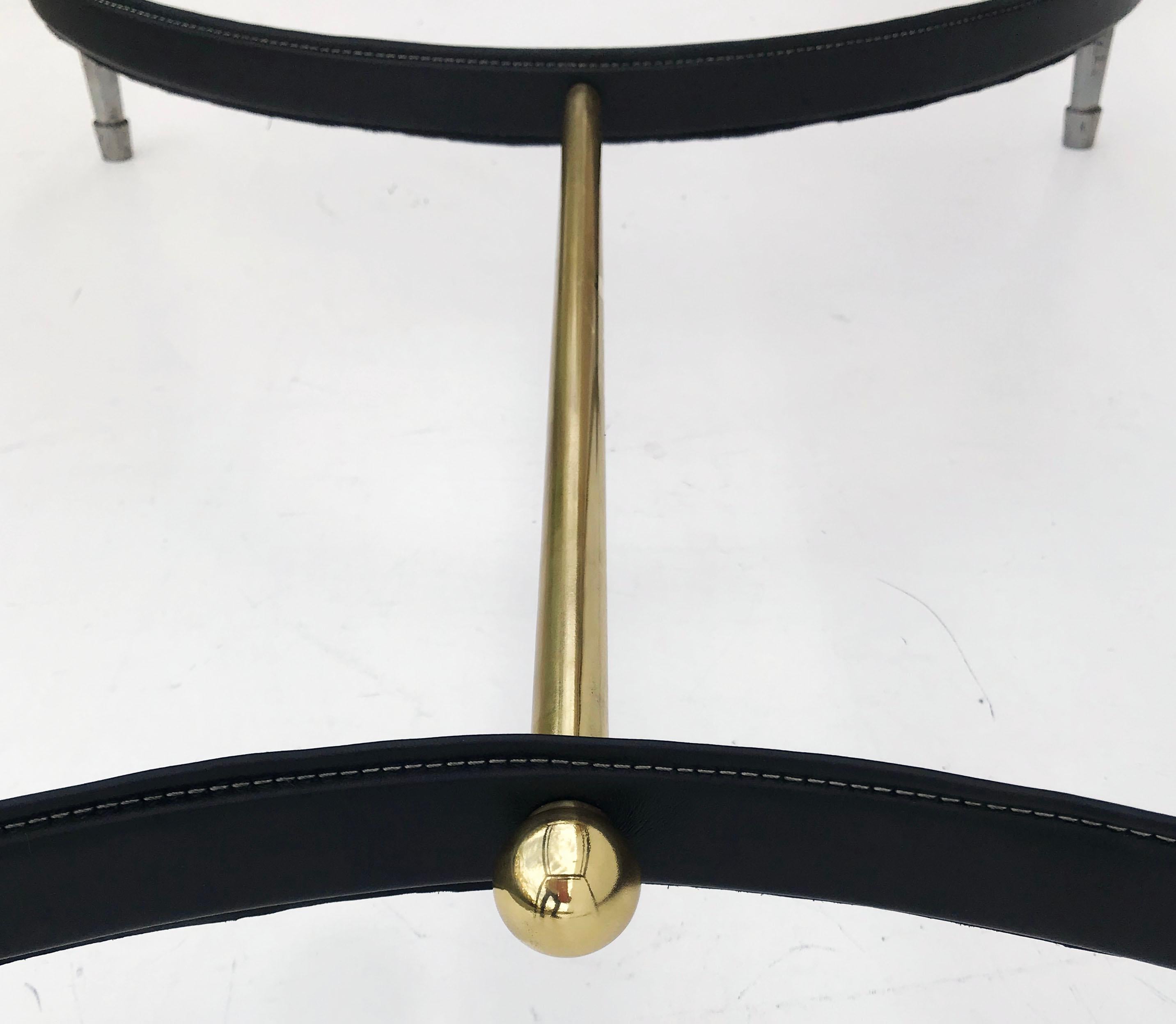Jacques Adnet Art Deco  Brass, Steel & Leather Dining Table Or Desk France 1950  1
