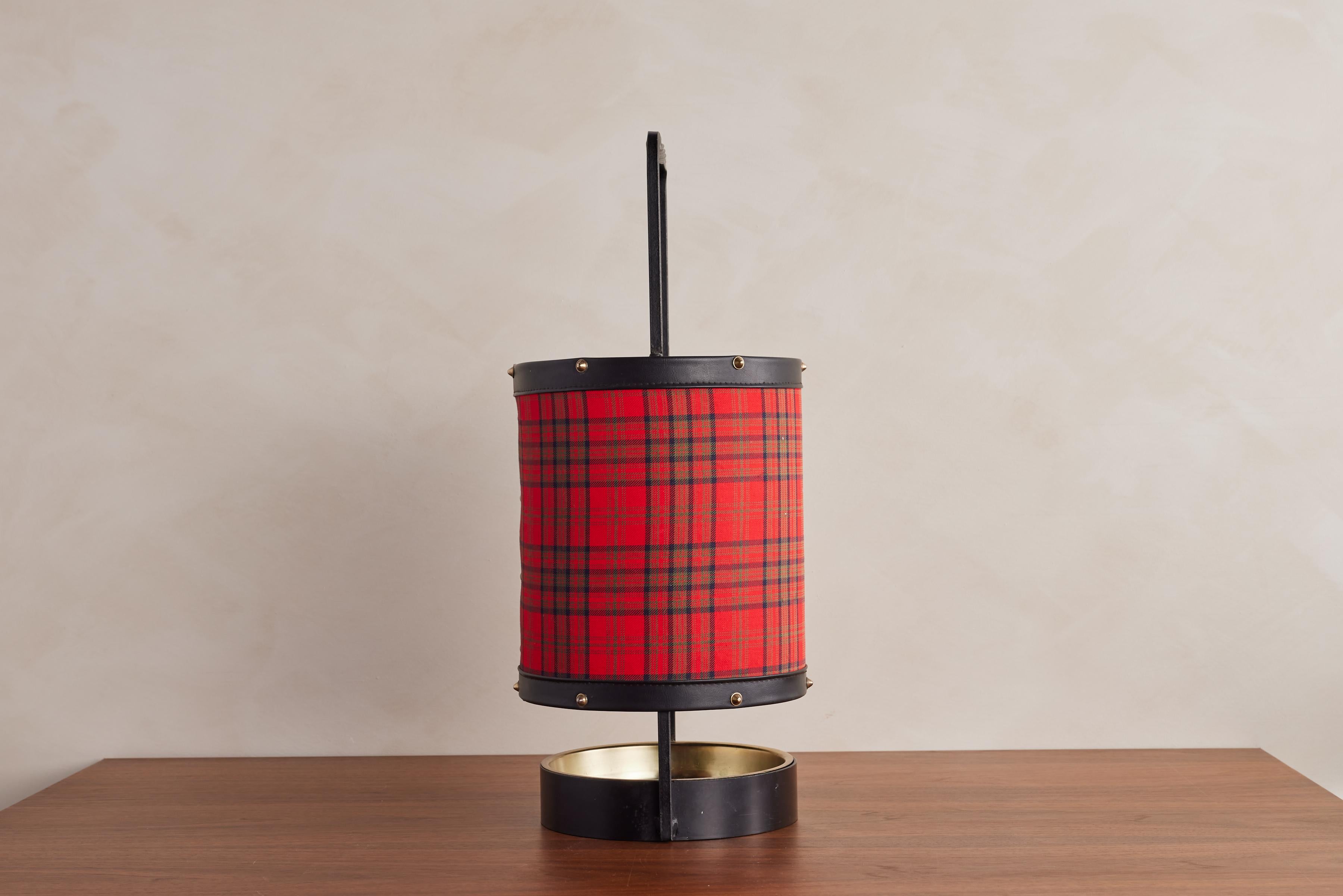 Jacques Adnet Tartan Umbrella Stand In Good Condition For Sale In Beverly Hills, CA