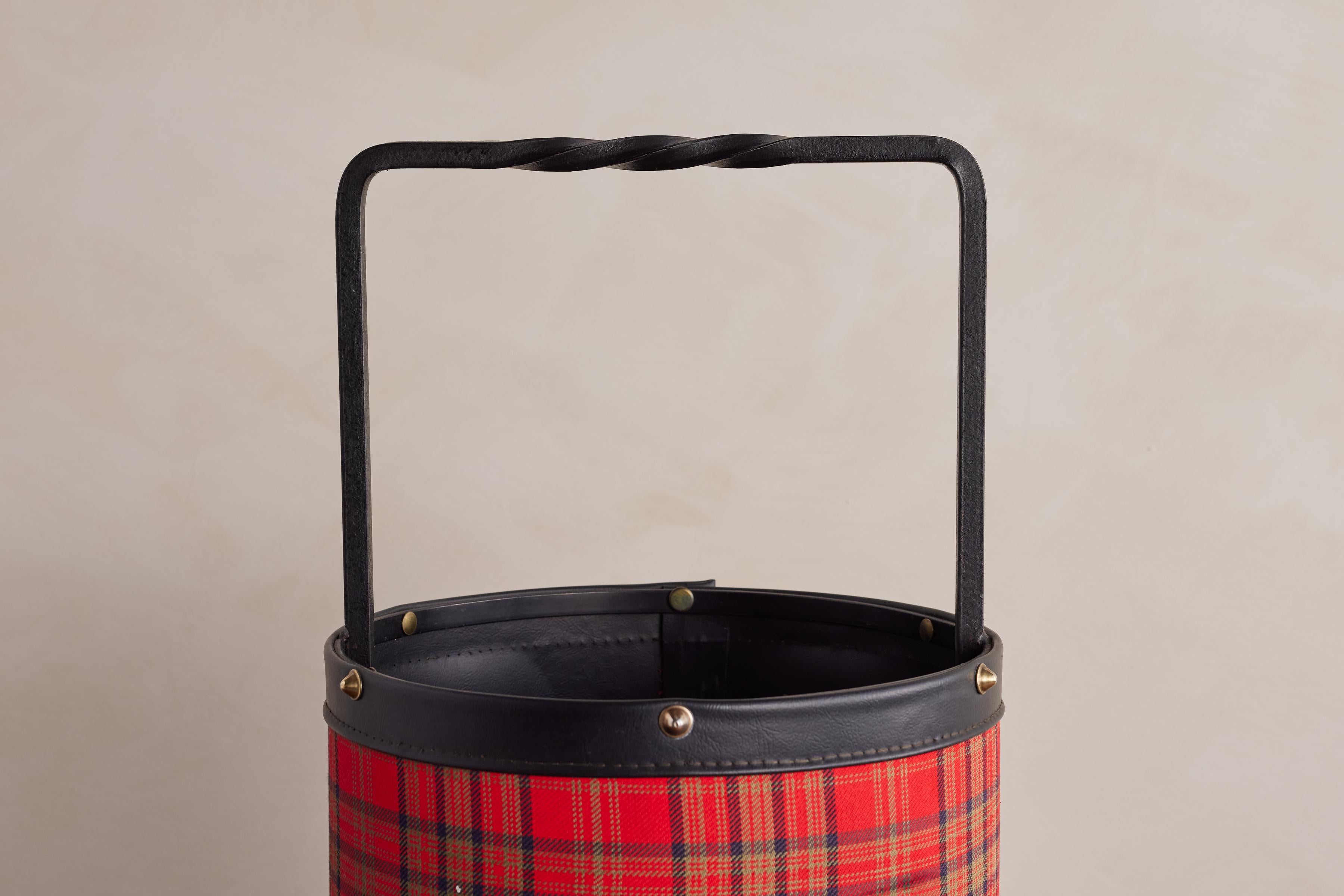 Mid-20th Century Jacques Adnet Tartan Umbrella Stand For Sale