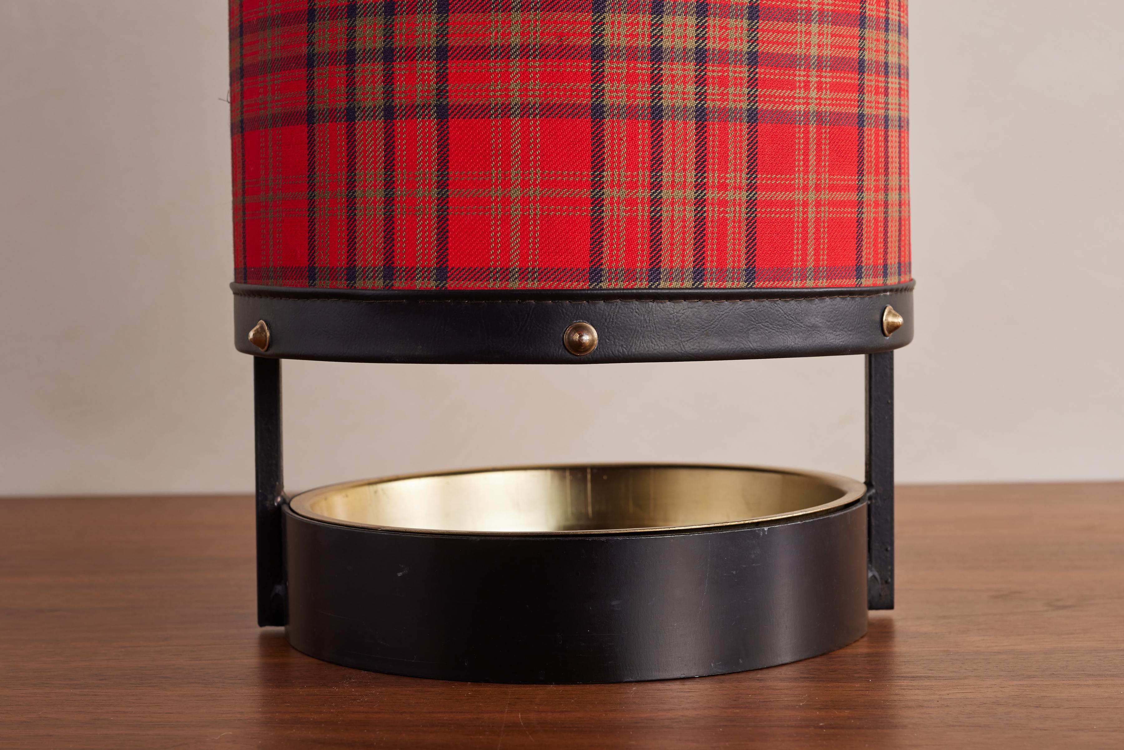 Metal Jacques Adnet Tartan Umbrella Stand For Sale