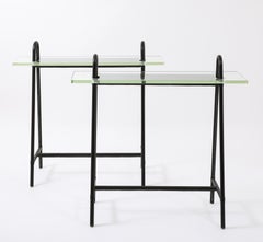 Attributed to Jacques Adnet “Trestles” Consoles, France 1950's