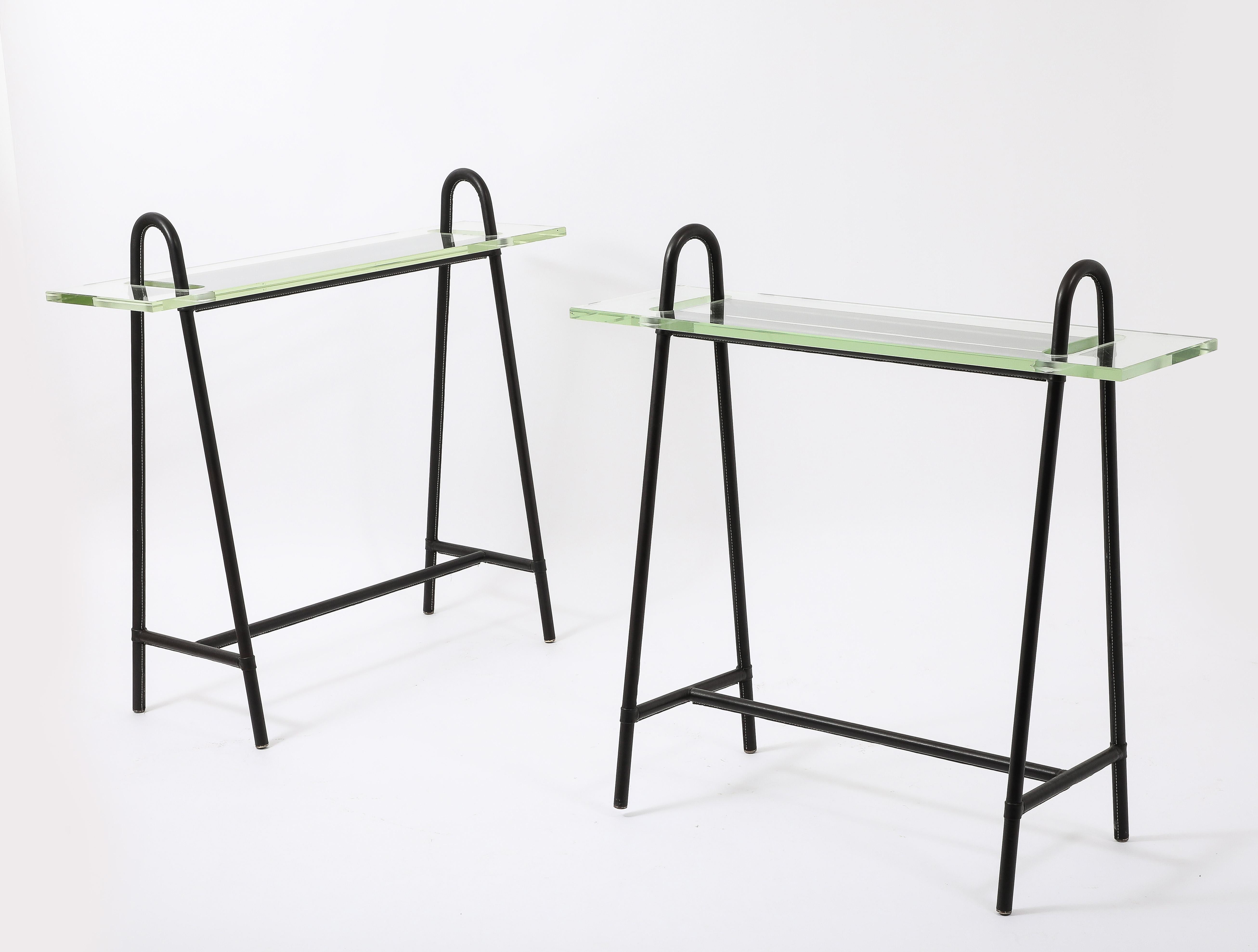 Consoles Trestles de Jacques Adnet, France, années 1950 Bon état - En vente à New York, NY