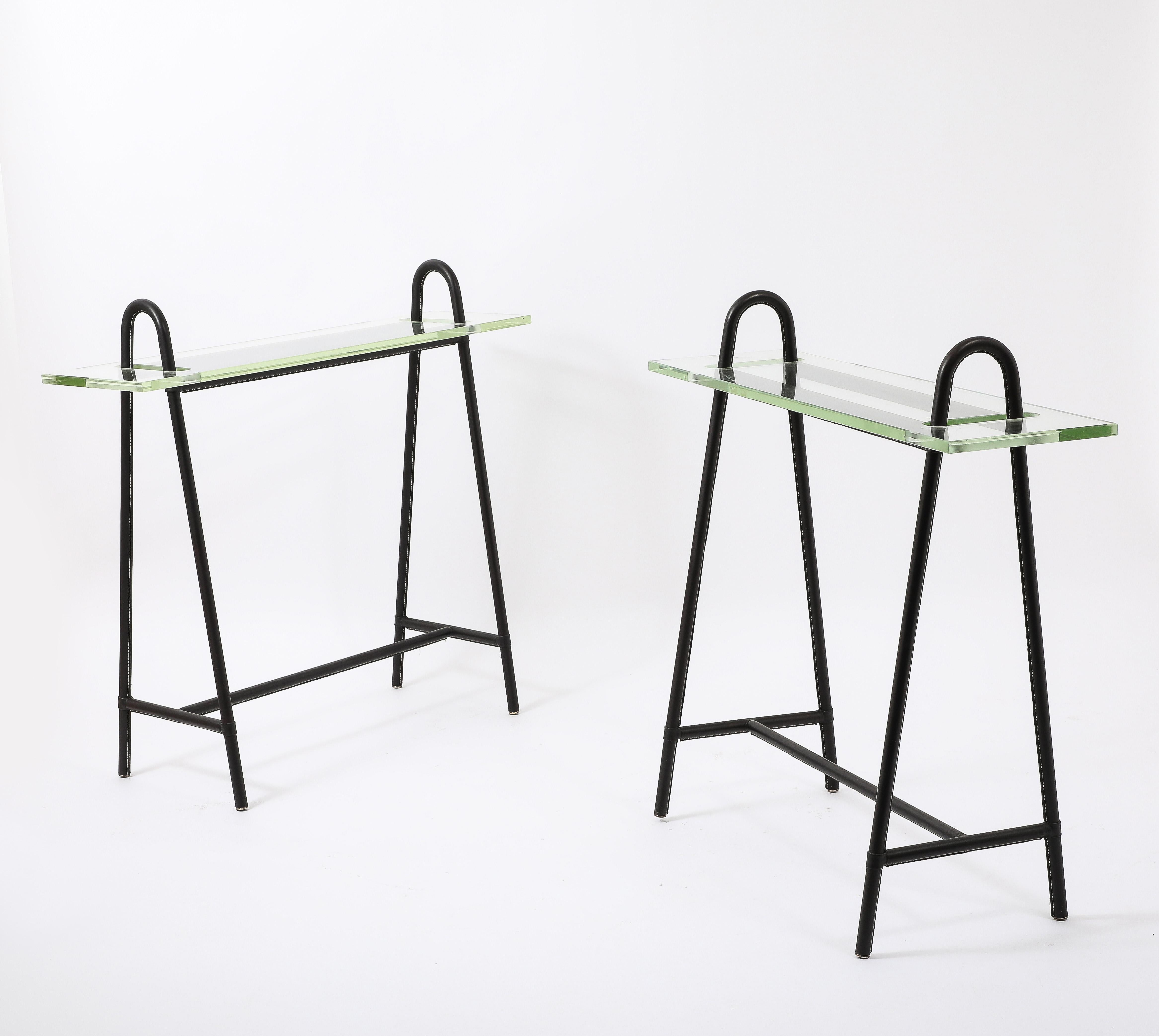 20ième siècle Consoles Trestles de Jacques Adnet, France, années 1950 en vente