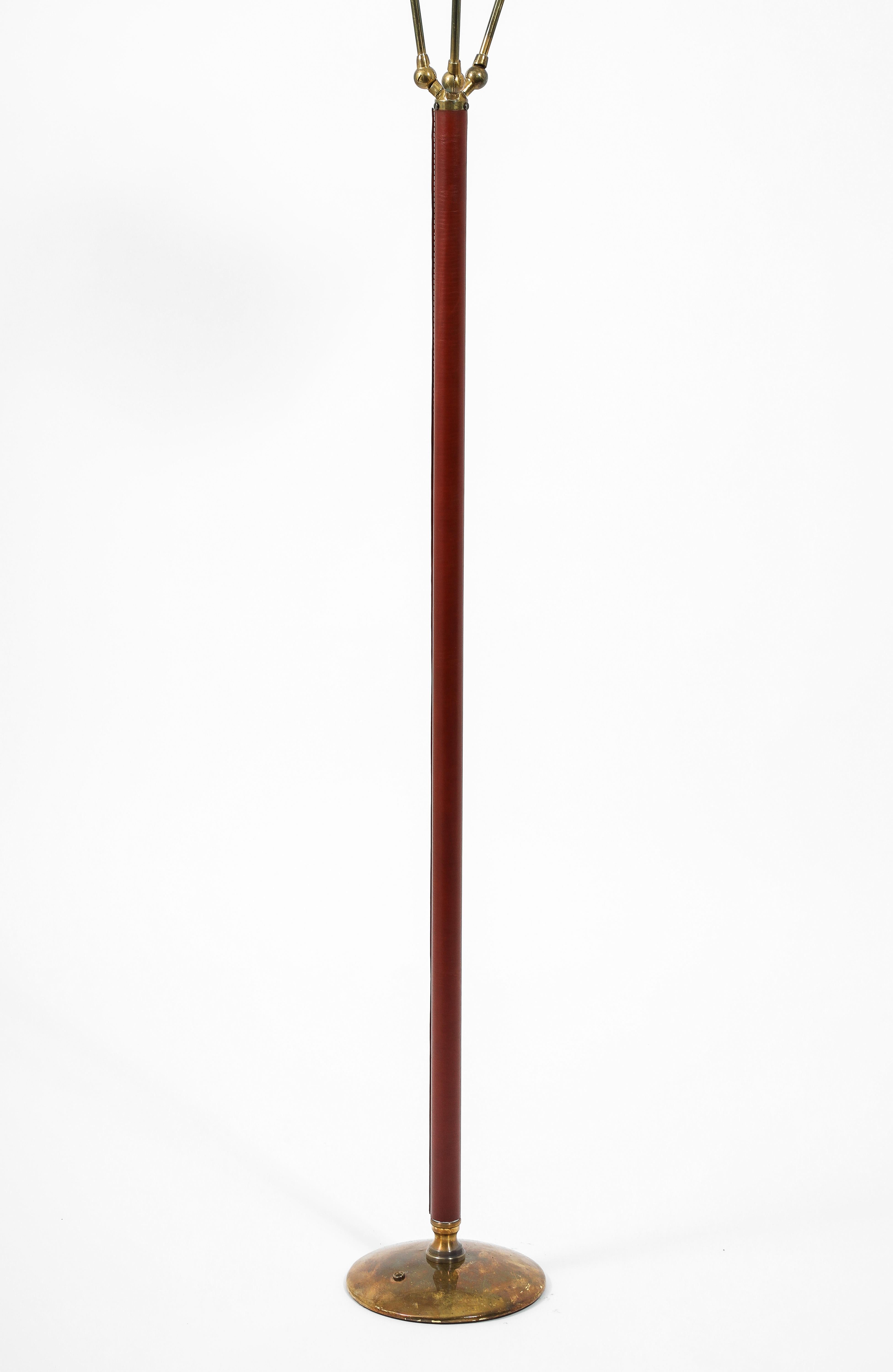 Jacques Adnet Triple Head Floor Lamp, France 1950's For Sale 1
