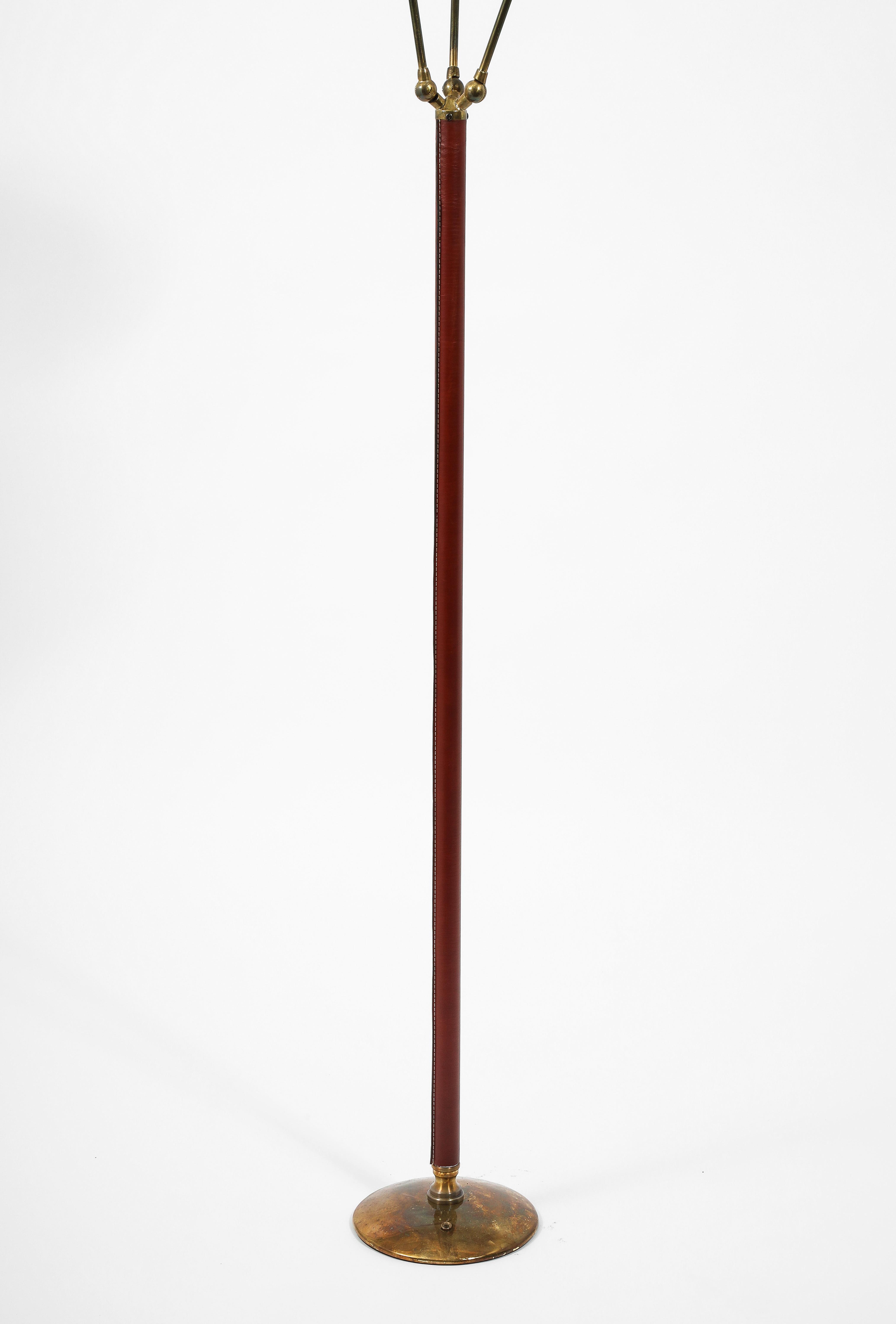 Jacques Adnet Triple Head Floor Lamp, France 1950's For Sale 2