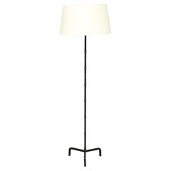 Jacques Adnet Tripod bamboo leather Floor Lamp, France 1950's