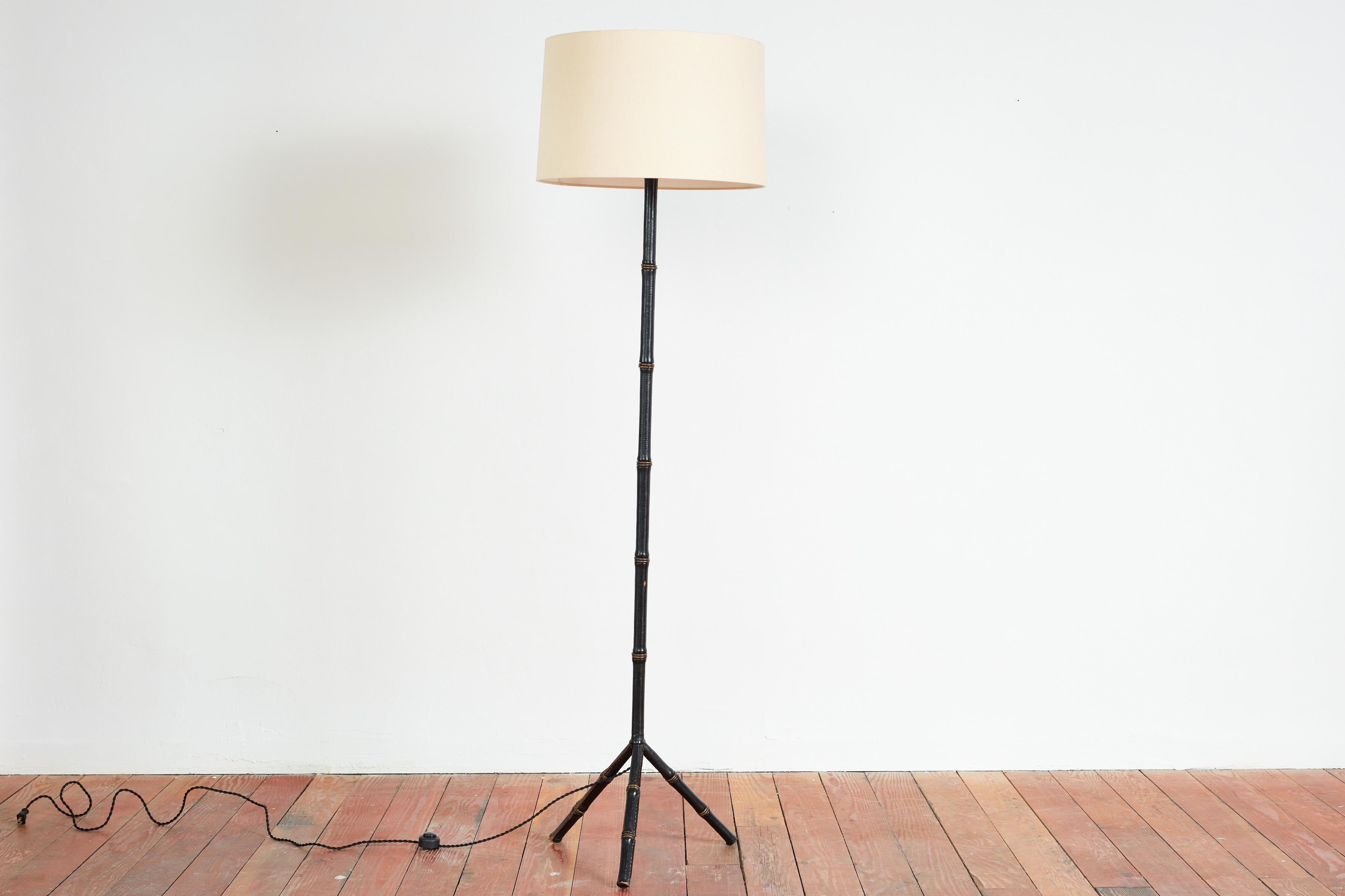French Jacques Adnet Tripod Floor Lamp For Sale