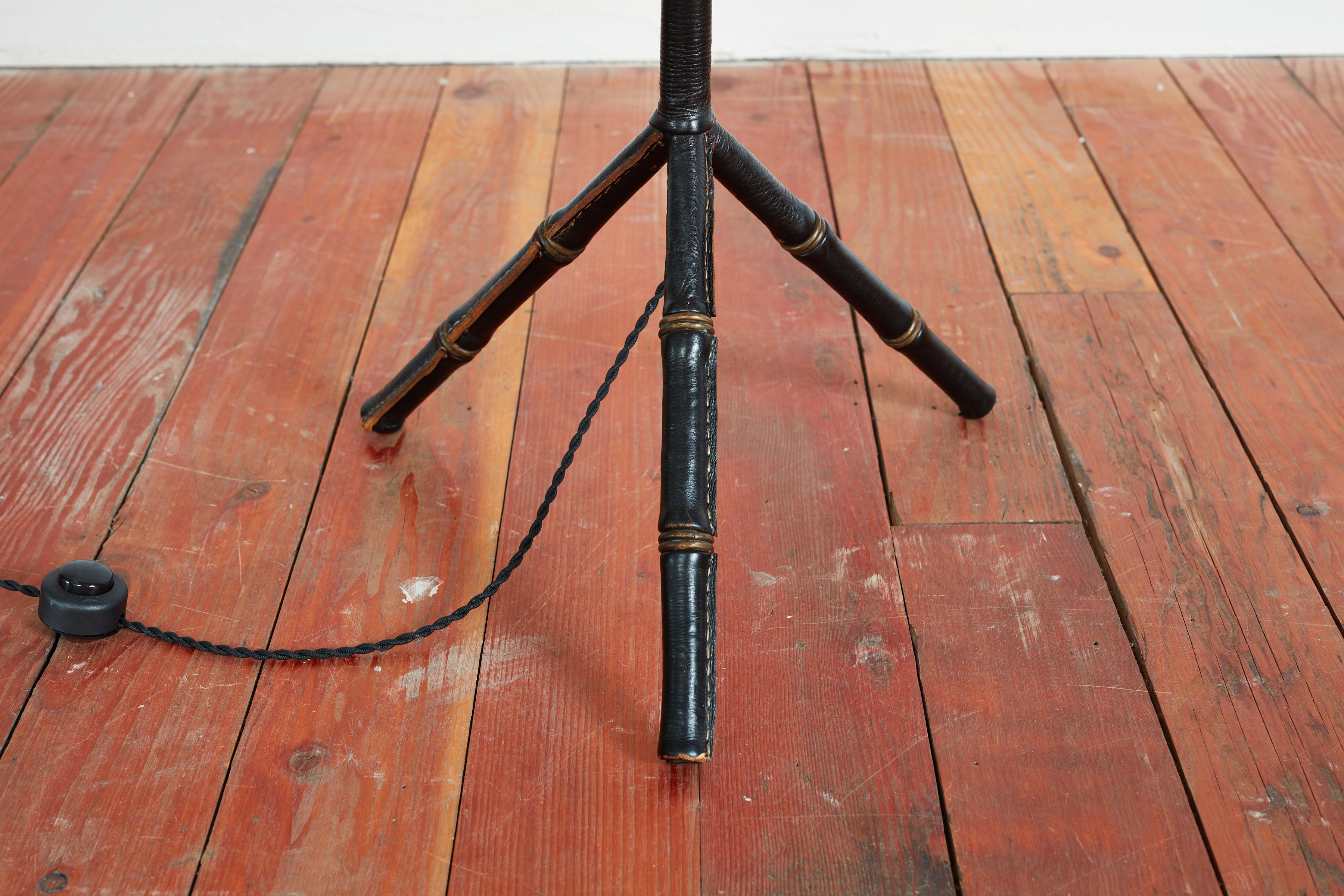 Mid-20th Century Jacques Adnet Tripod Floor Lamp For Sale
