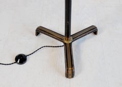 Jacques Adnet, Tripod Floor Lamp Leather-Wrapped, France, 1950