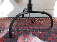 Jacques Adnet Tripod  Green Leather stitched  Floor Lamp France 1950