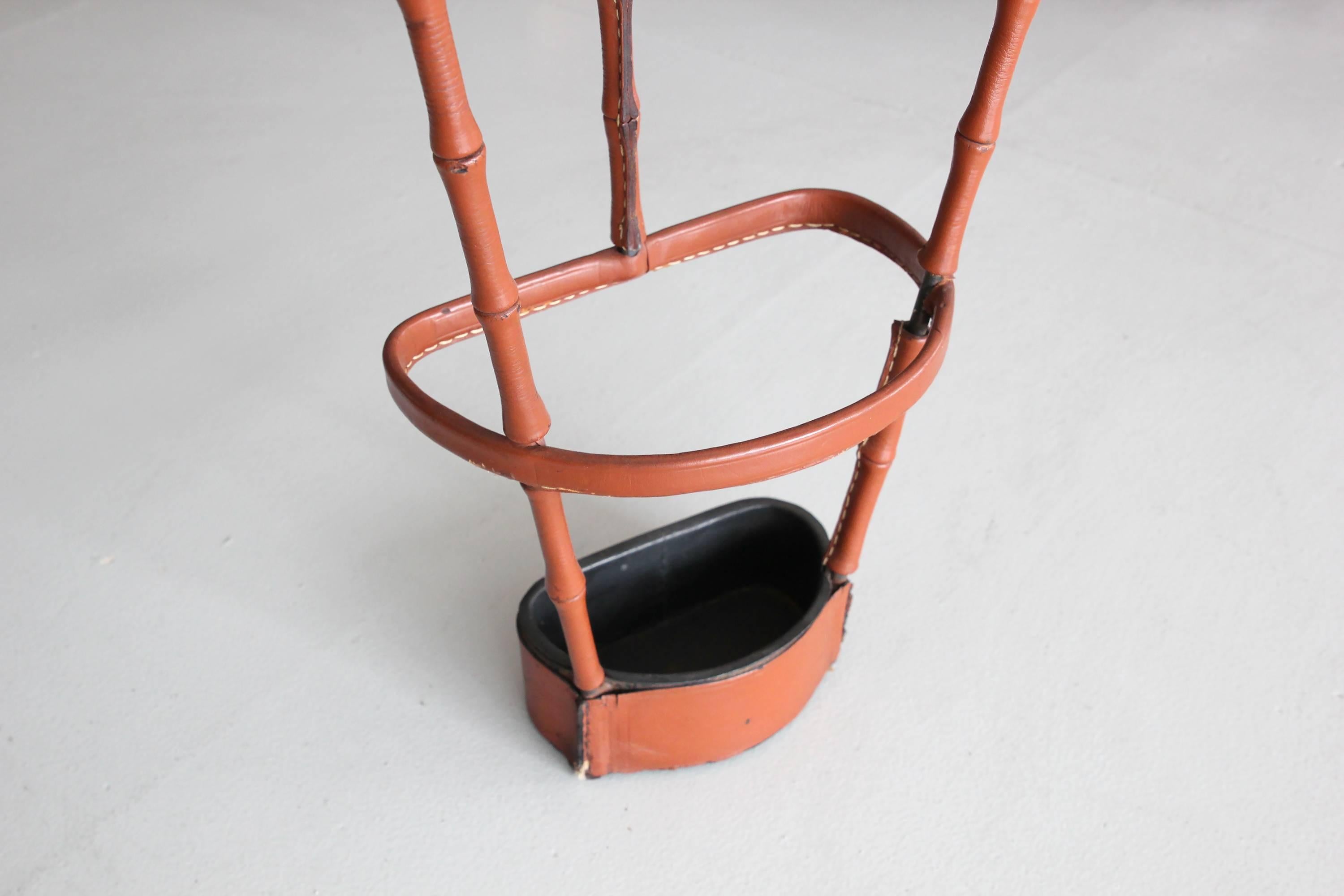 Leather Jacques Adnet Umbrella Stand