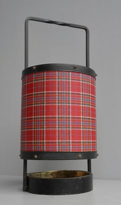 Jacques Adnet style Umbrella stand in Tartan Plaid Pattern, France 1960's