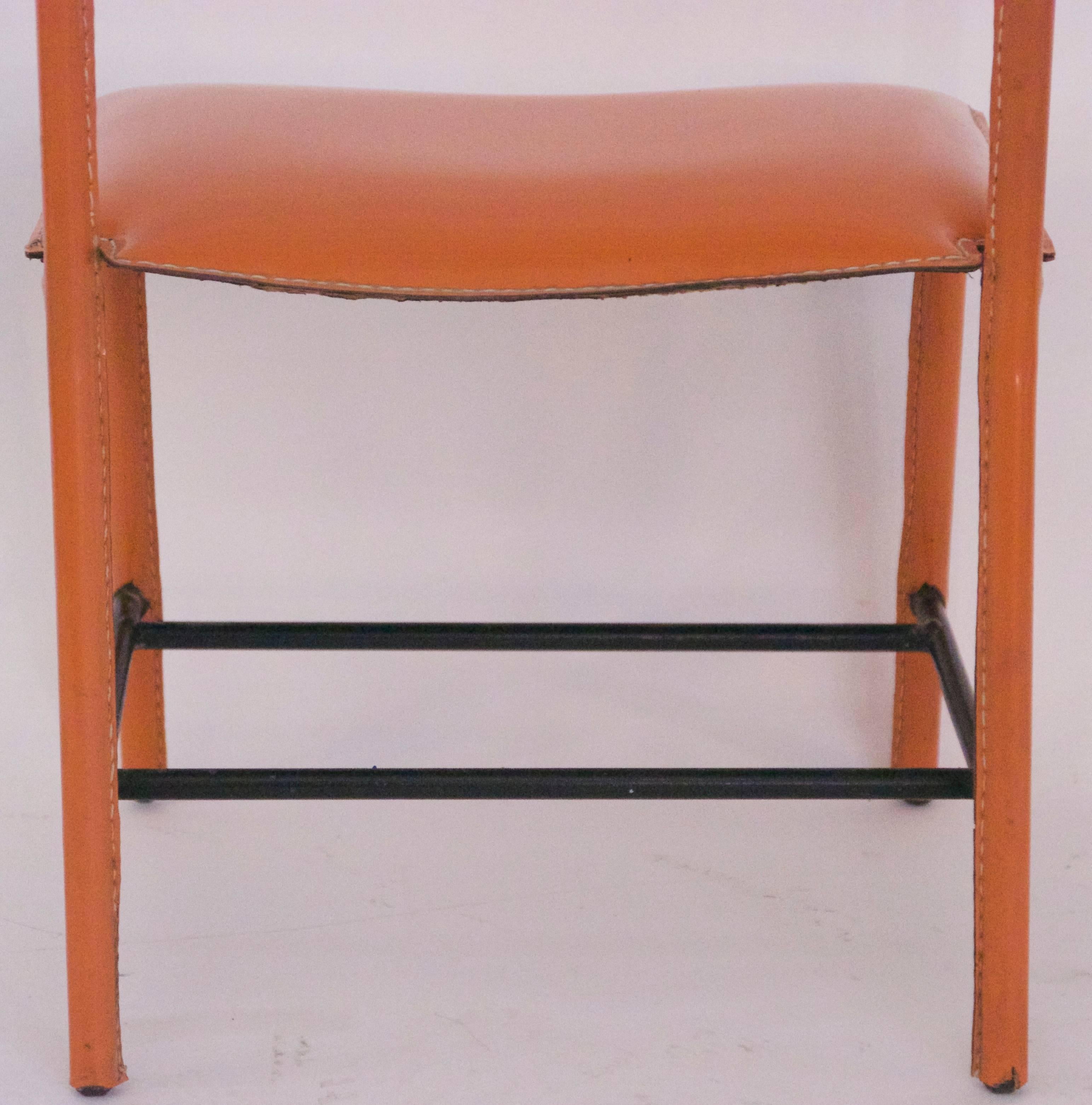 Jacques Adnet, Valet of Night, Orange Hermès Faux Leather and Iron Structure 8