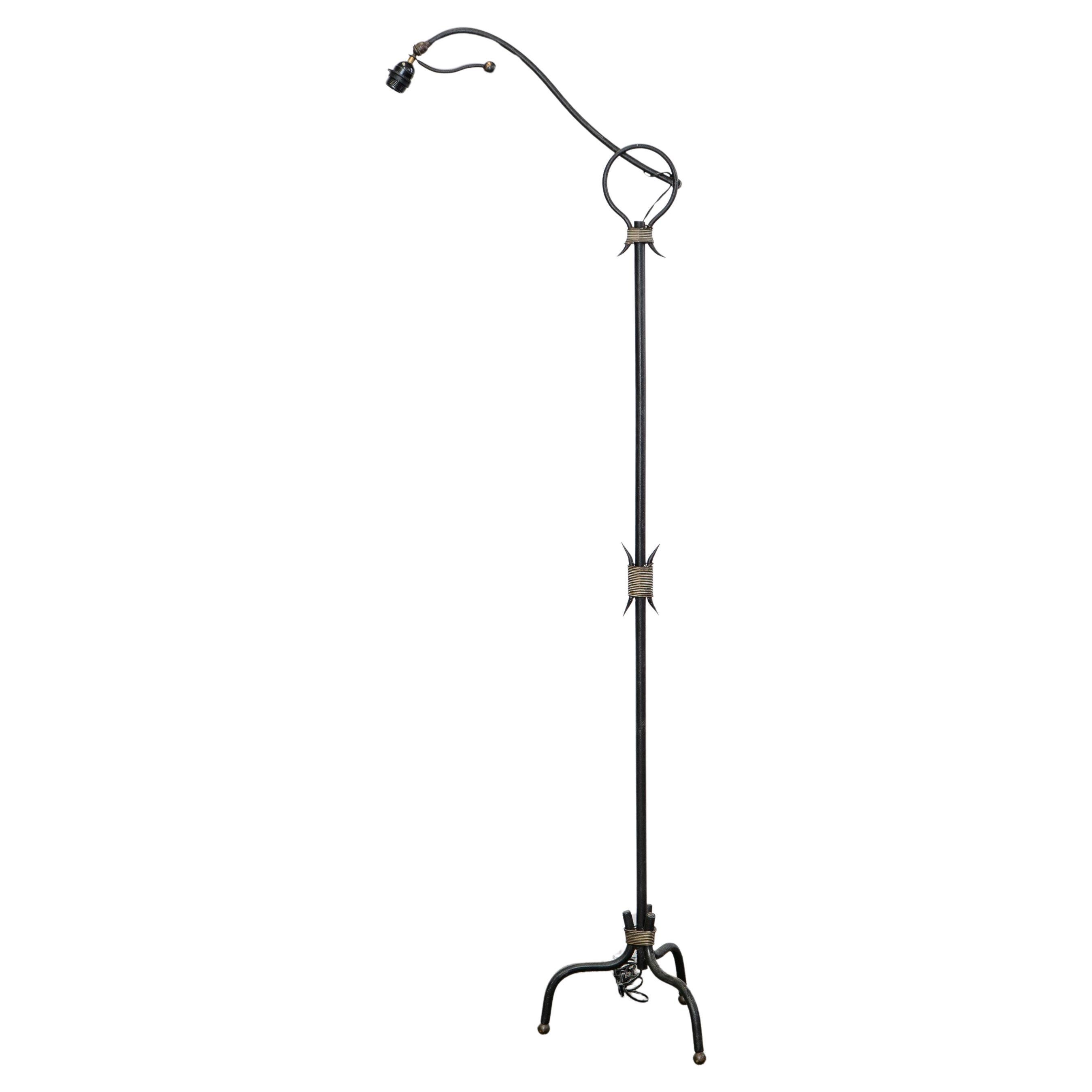 Jacques Adnet Vintage Floor Lamp, Wrought Iron, Mid-Century Design