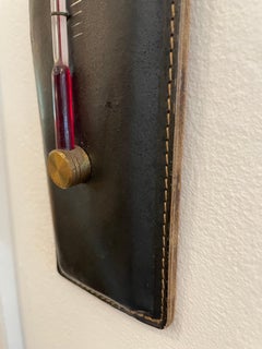 Jacques Adnet Vintage Stitched Leather Wall Thermometer