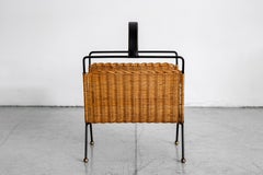 Jacques Adnet Wicker Magazine Rack
