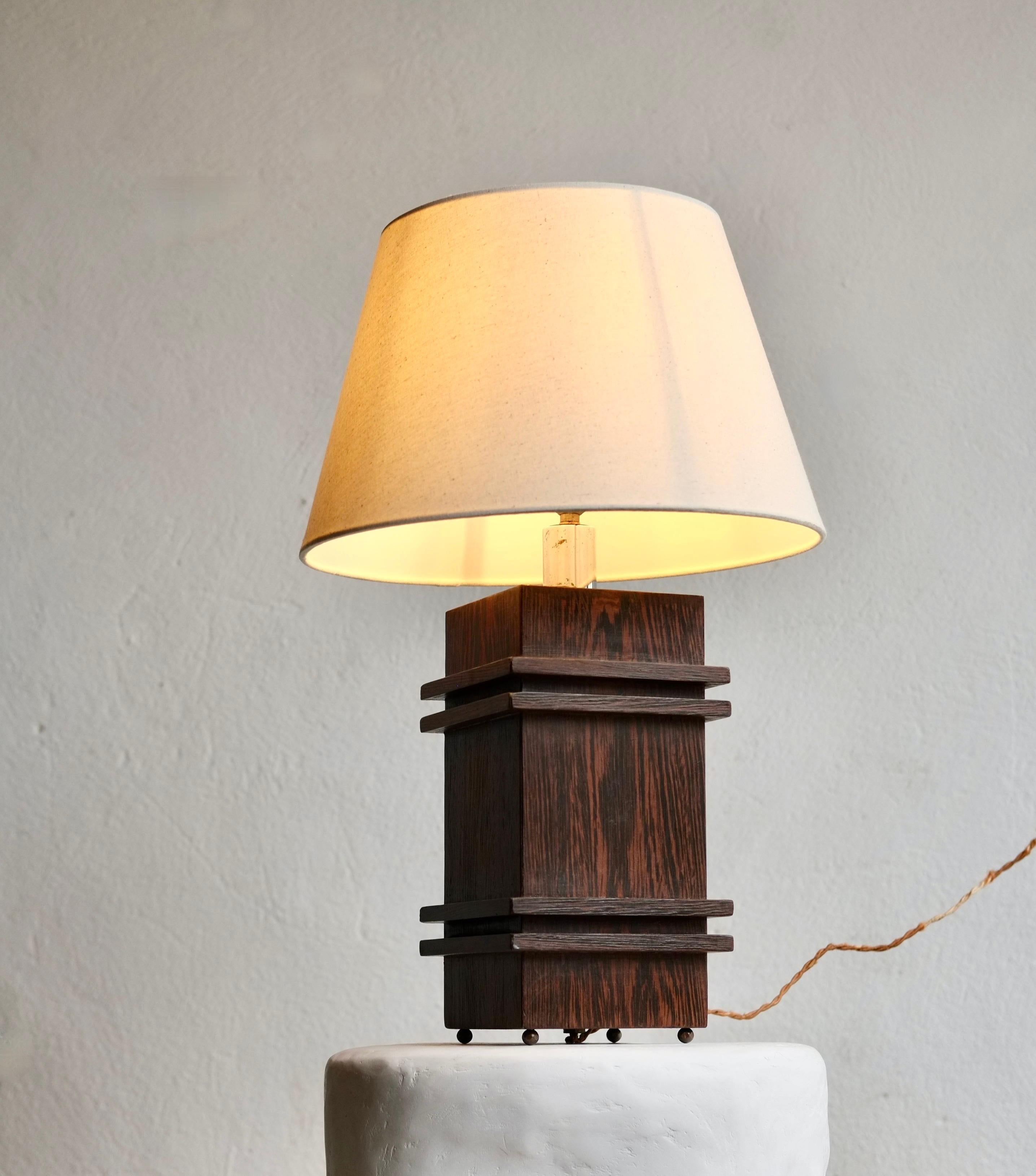 Jacques Adnet Wooden Table Lamp For Sale 1
